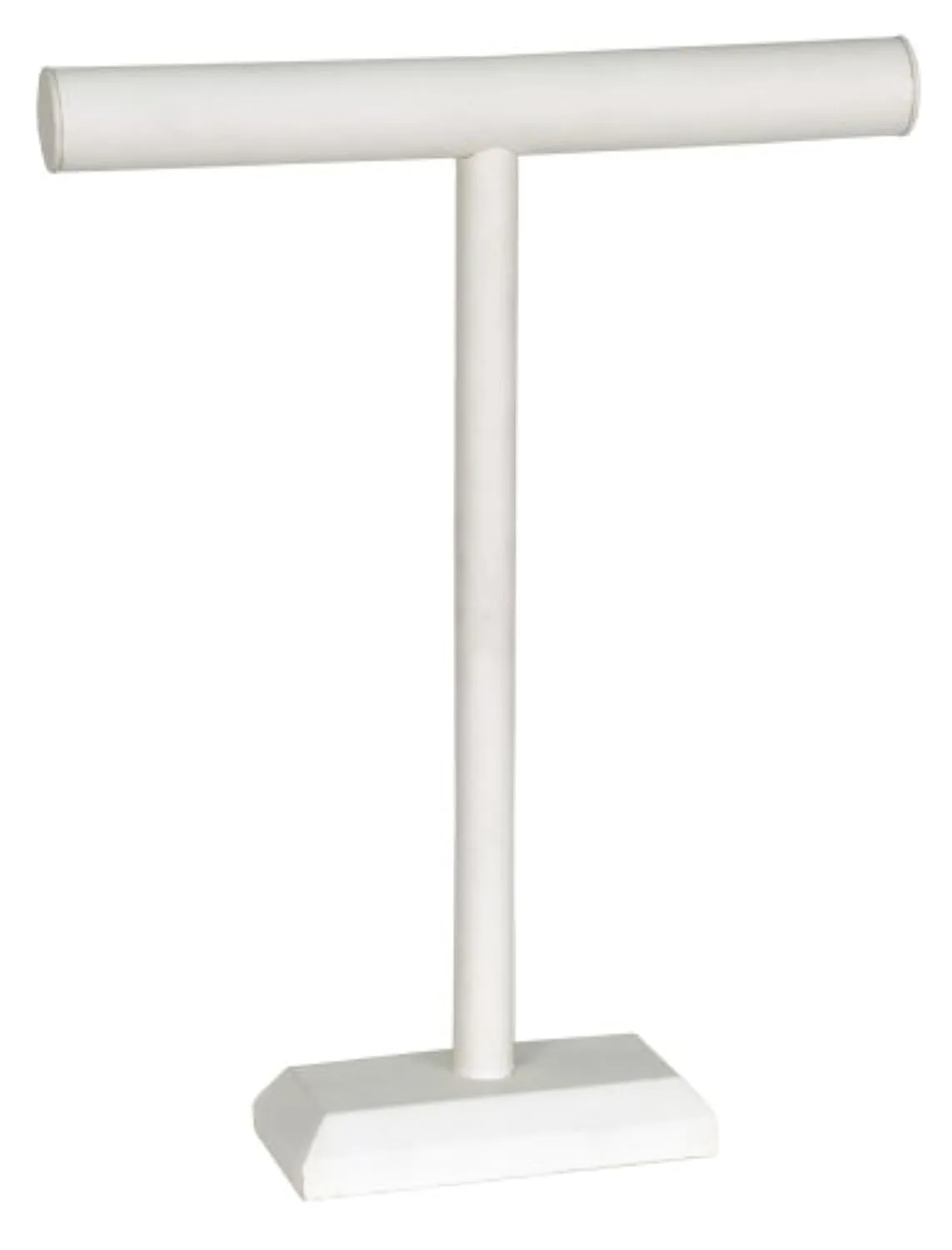 KC Store Fixtures 49134 Jewelry T-Bar Display for Necklace and Bracelets, White Leatherette, 18 Inches High