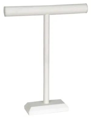 KC Store Fixtures 49134 Jewelry T-Bar Display for Necklace and Bracelets, White Leatherette, 18 Inches High