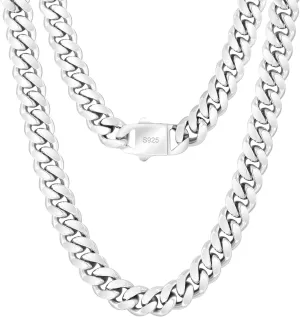 KRKC&CO Cuban Link Chain for Mens Women, 8/10mm Miami Cuban Chain, 316l Stainless Steel and 925 Sterling Silver Filled Necklaces Hip Hop Jewelrys for Him