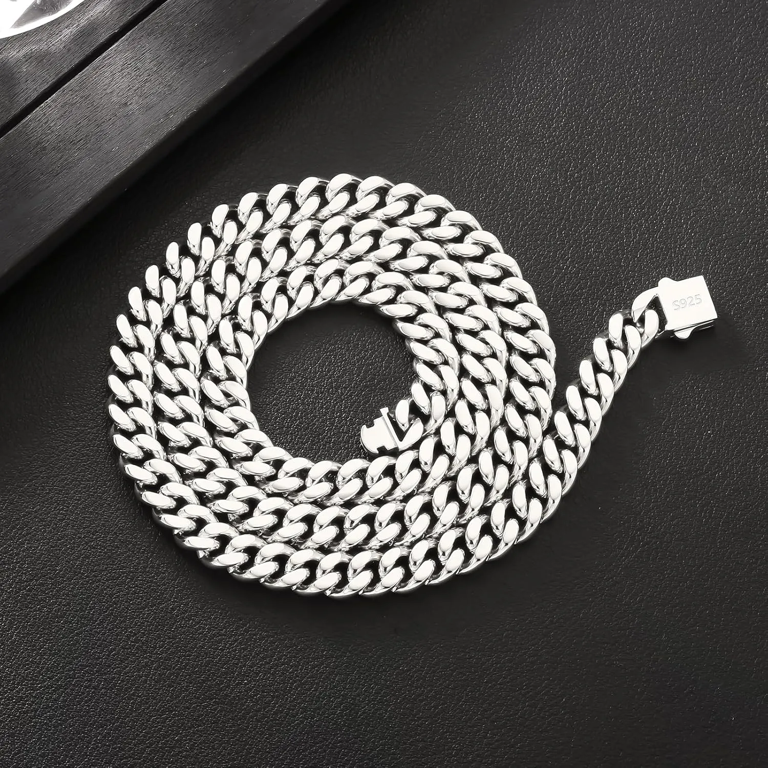 KRKC&CO Cuban Link Chain for Mens Women, 8/10mm Miami Cuban Chain, 316l Stainless Steel and 925 Sterling Silver Filled Necklaces Hip Hop Jewelrys for Him