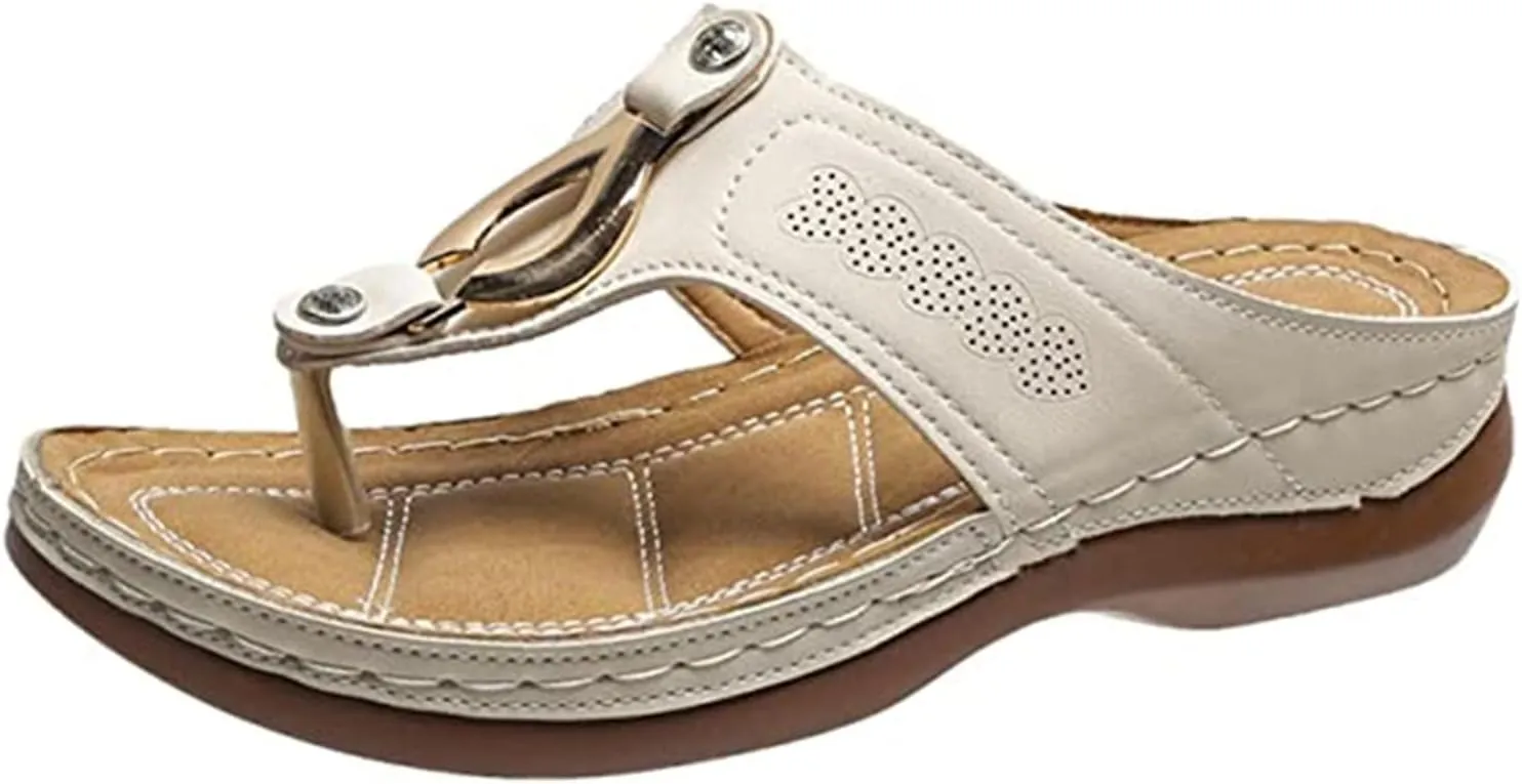 Ladmiple Comfortable Orthopedic Sandals For Women Dressy Summer Arch Support Orthotic Slides Flip Flops Soft Beach Shoes