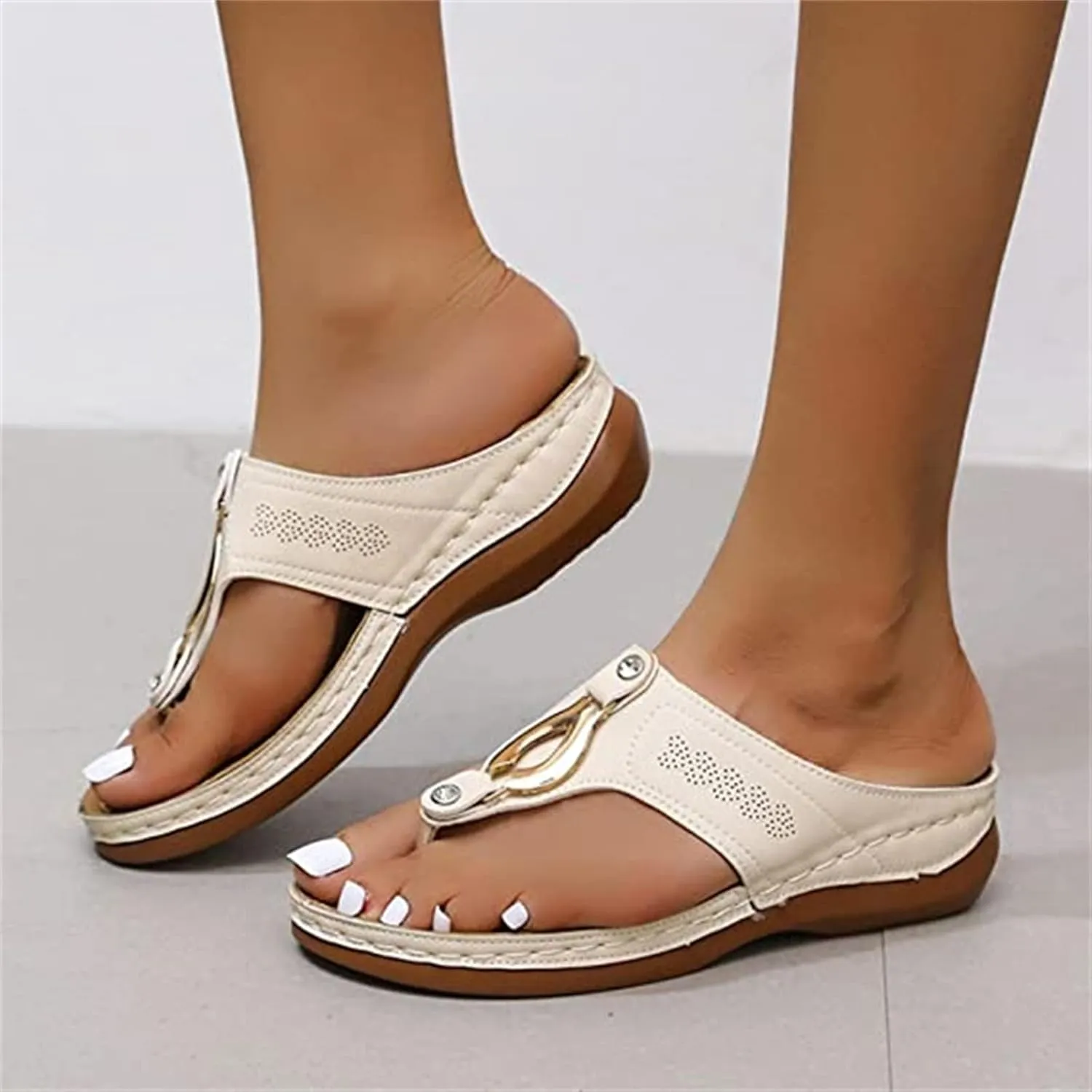 Ladmiple Comfortable Orthopedic Sandals For Women Dressy Summer Arch Support Orthotic Slides Flip Flops Soft Beach Shoes