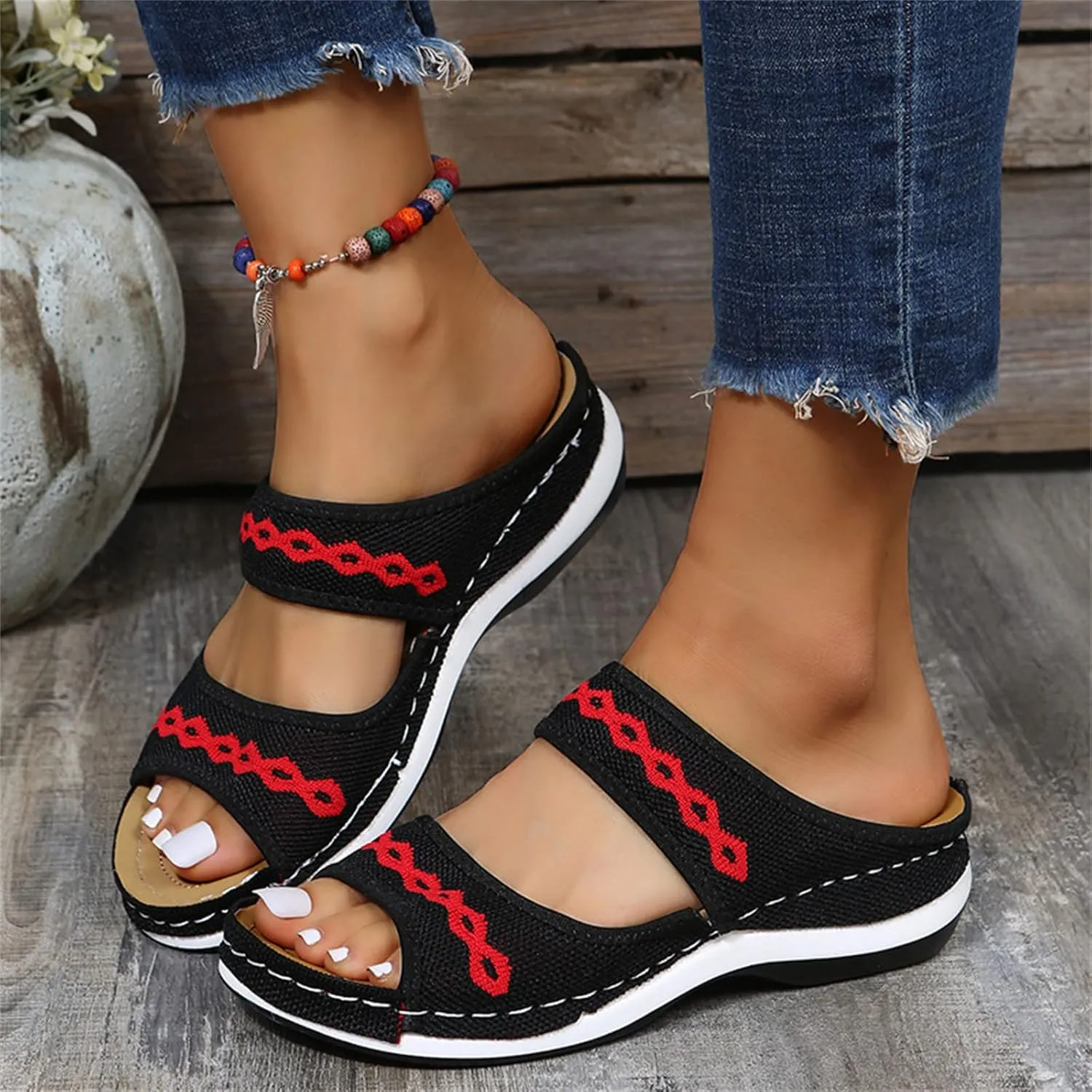 Ladmiple Dress Sandals For Women Orthotic Dressy Summer Arch Support Orthopedic Flip Flops Slides for Plantar Fasciitis