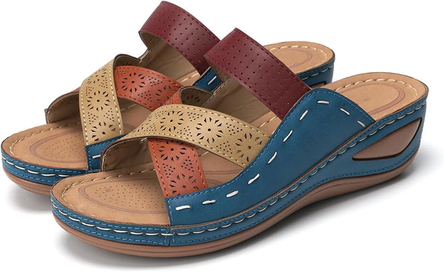 Ladmiple Fashion Sandals Women Dressy Summer Flat Orthotic Slides Comfortable Walking Orthopedic Flip Flops with Arch Support