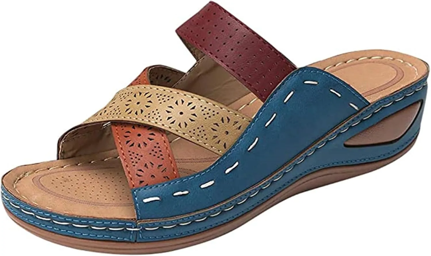 Ladmiple Fashion Sandals Women Dressy Summer Flat Orthotic Slides Comfortable Walking Orthopedic Flip Flops with Arch Support