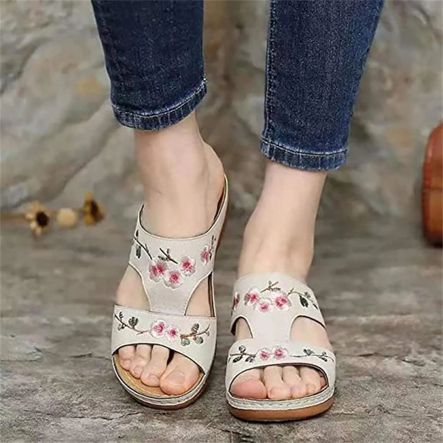 Ladmiple Orthopedic Sandals For Women Dressy Summer Comfortable Slip On Orthotic Flip Flops Walking Shoes With Arch Support