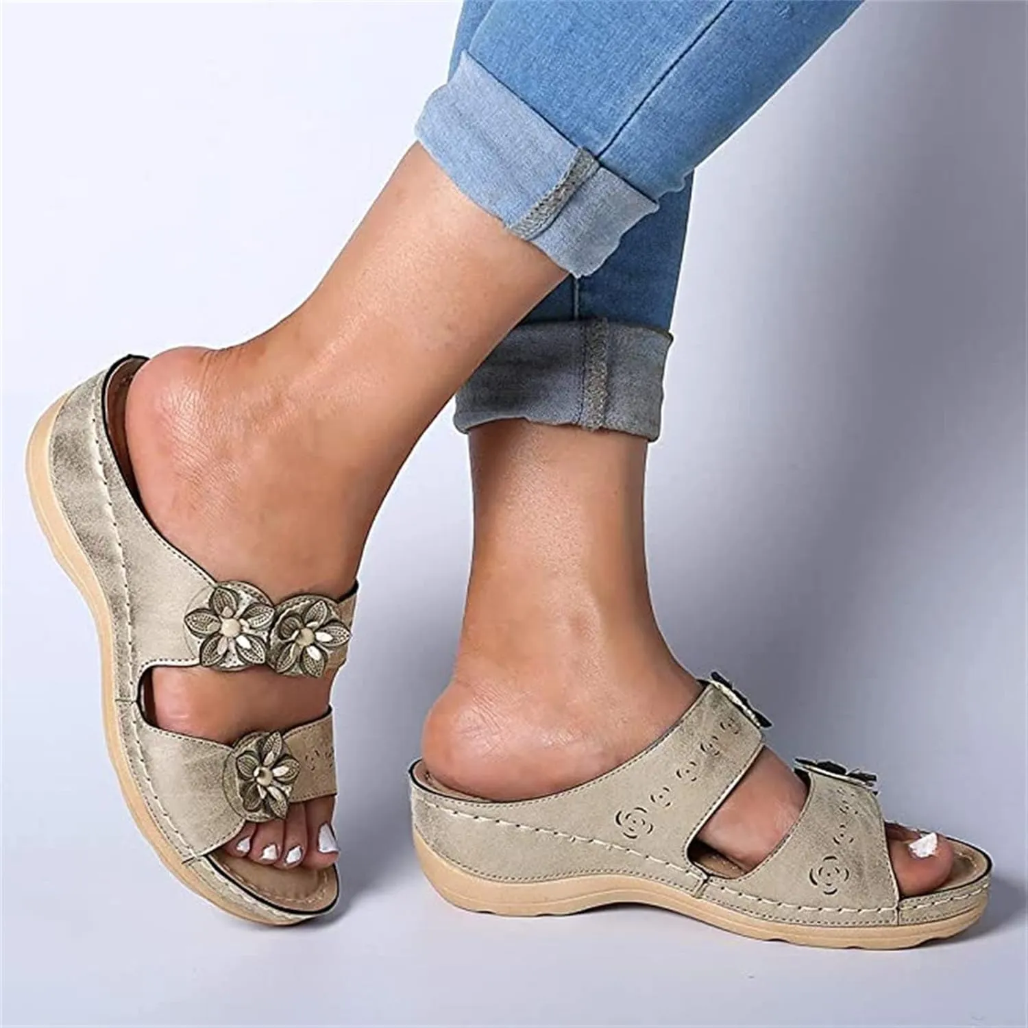 Ladmiple Orthotic Dress Sandals For Women With Arch Support Orthopedic Flip Flops Soft Summer Beach Shoes Comfortable Slides