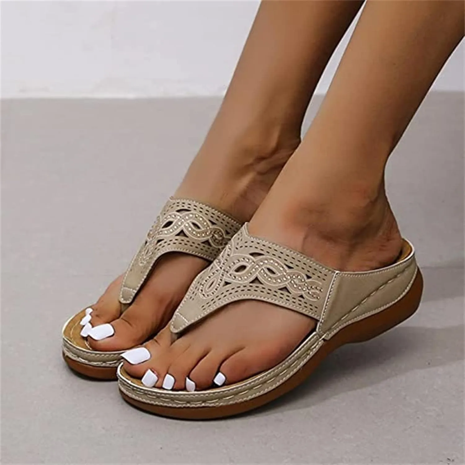 Ladmiple Orthotic Dress Sandals For Women With Arch Support Orthopedic Flip Flops Summer Comfortable Walking Slides