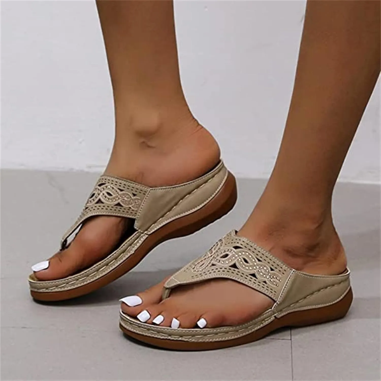 Ladmiple Orthotic Dress Sandals For Women With Arch Support Orthopedic Flip Flops Summer Comfortable Walking Slides