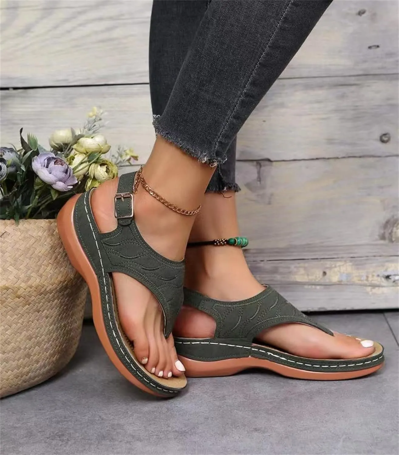 Ladmiple Orthotic Sandals For Women Plantar Fasciitis Arch Support Orthopedic Flip Flops Dressy Summer Comfortable Slides
