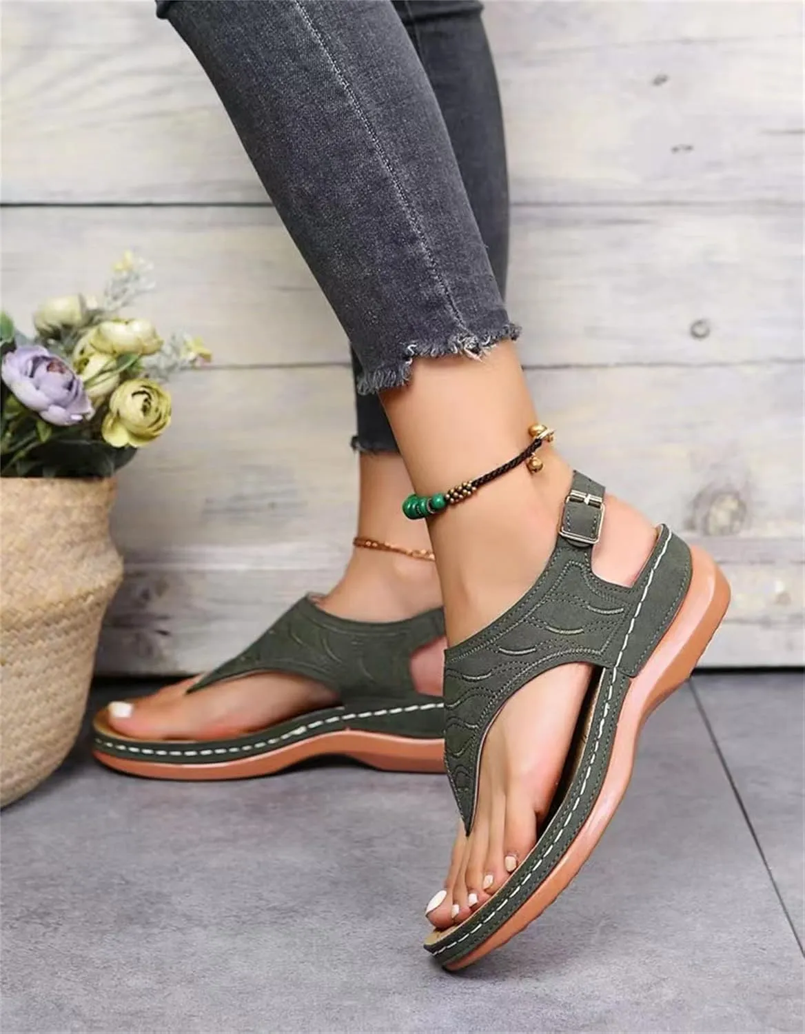 Ladmiple Orthotic Sandals For Women Plantar Fasciitis Arch Support Orthopedic Flip Flops Dressy Summer Comfortable Slides