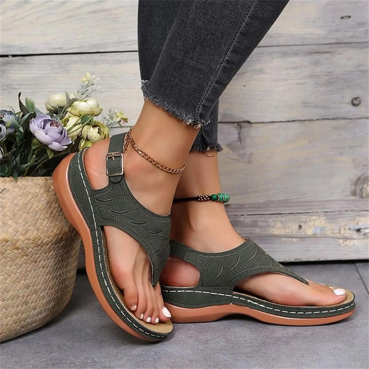 Ladmiple Orthotic Sandals For Women Plantar Fasciitis Arch Support Orthopedic Flip Flops Dressy Summer Comfortable Slides