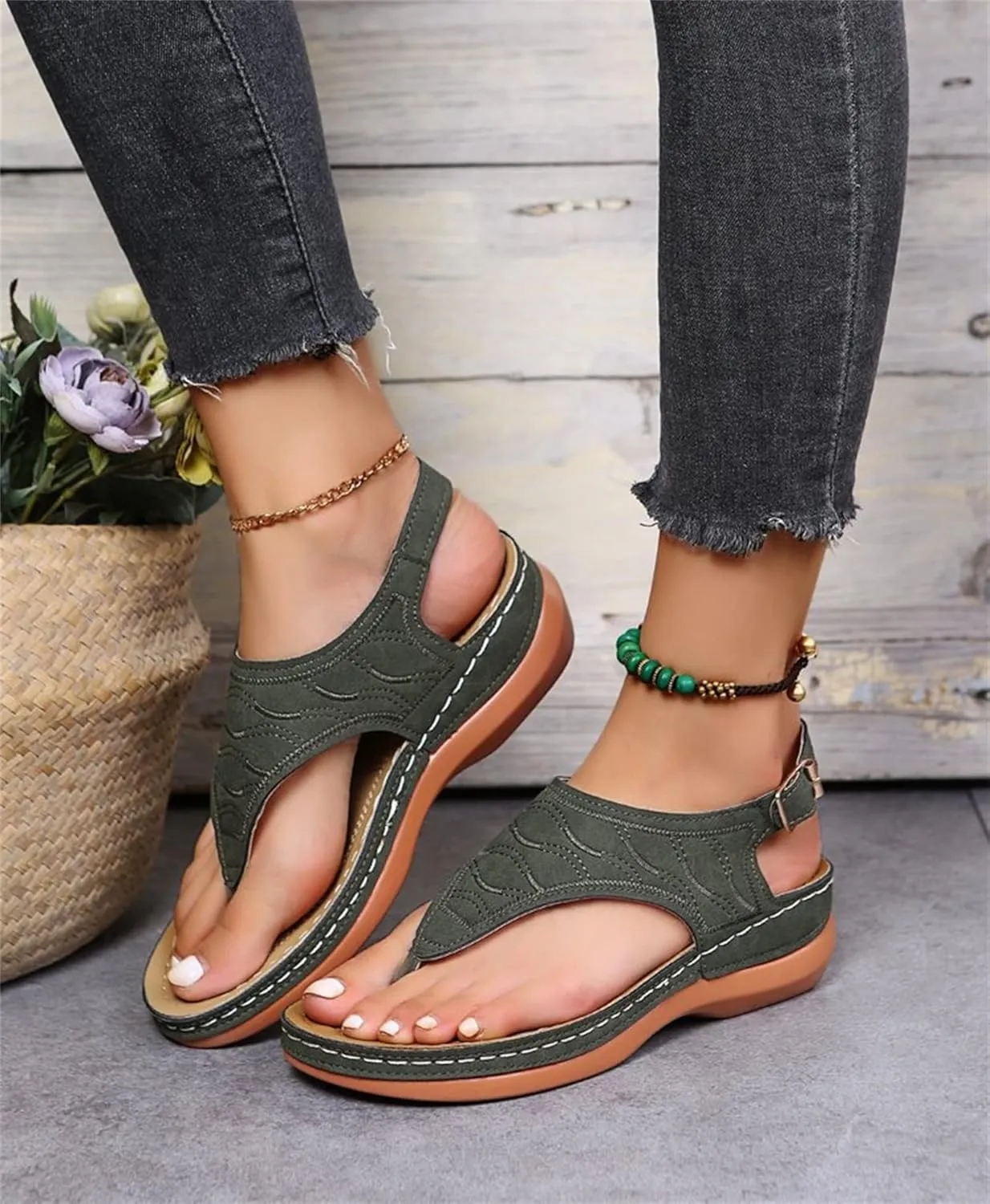 Ladmiple Orthotic Sandals For Women Plantar Fasciitis Arch Support Orthopedic Flip Flops Dressy Summer Comfortable Slides