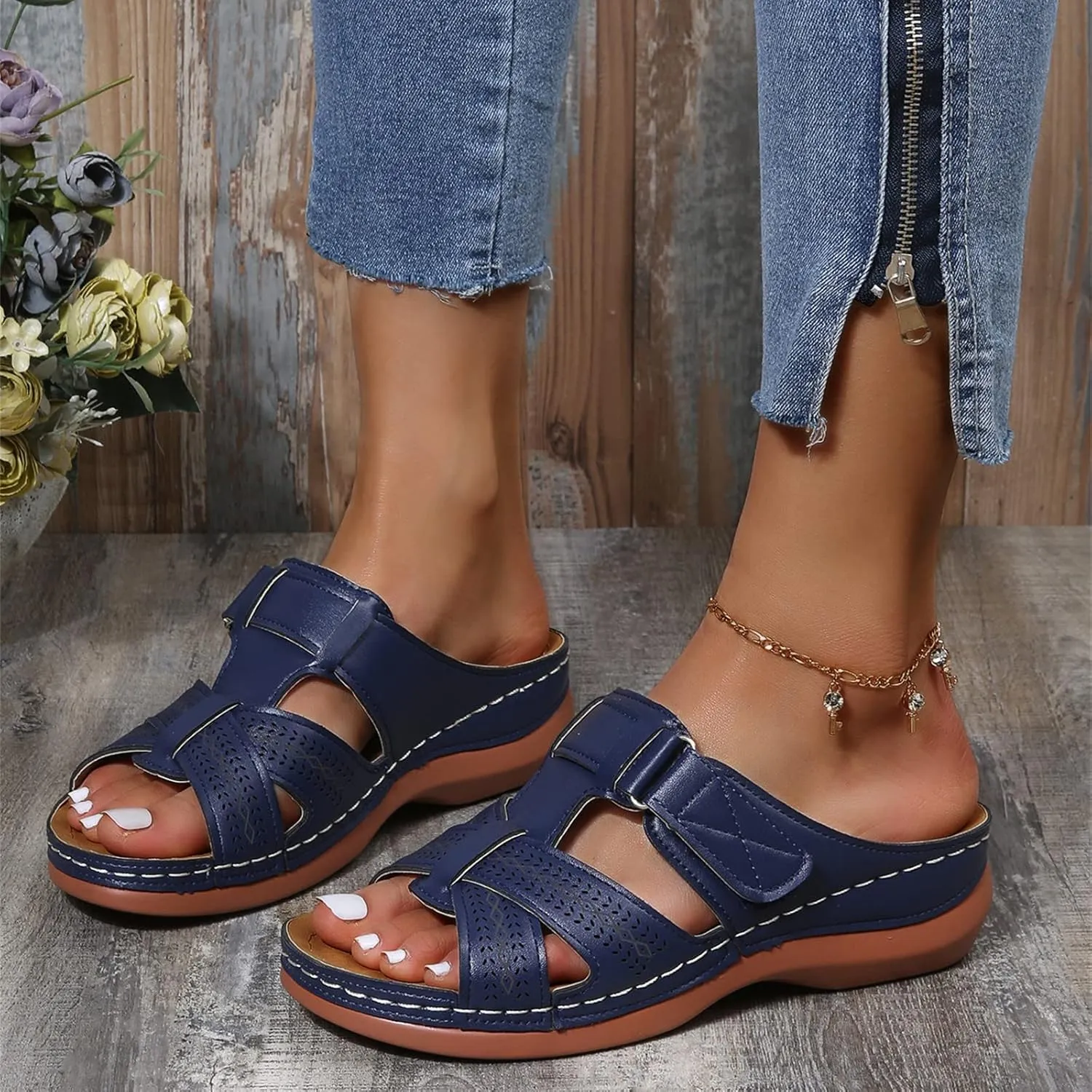 Ladmiple Orthotic Sandals For Women Plantar Fasciitis Comfortable Arch Support Dressy Summer Orthopedic Flip Flops Slides