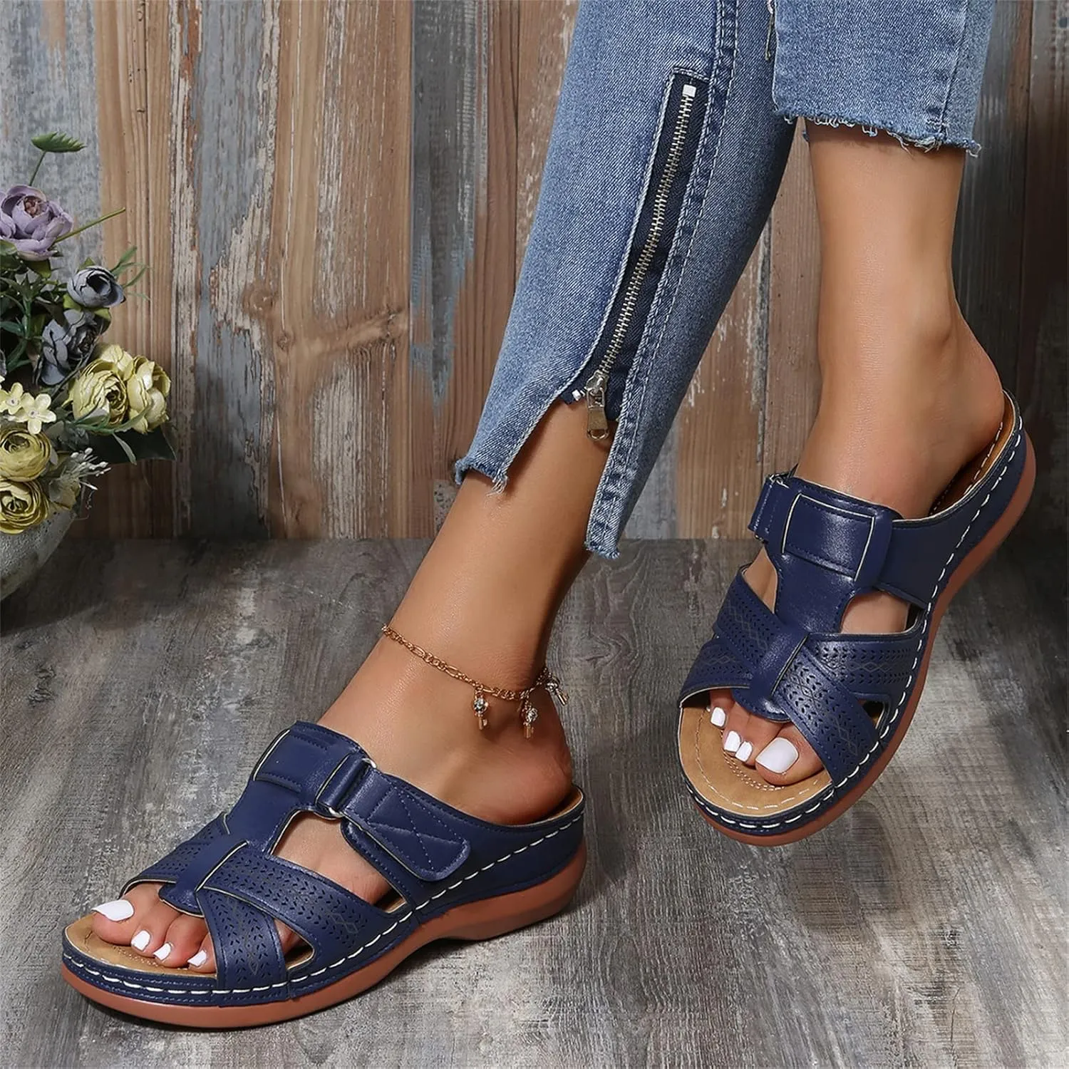Ladmiple Orthotic Sandals For Women Plantar Fasciitis Comfortable Arch Support Dressy Summer Orthopedic Flip Flops Slides