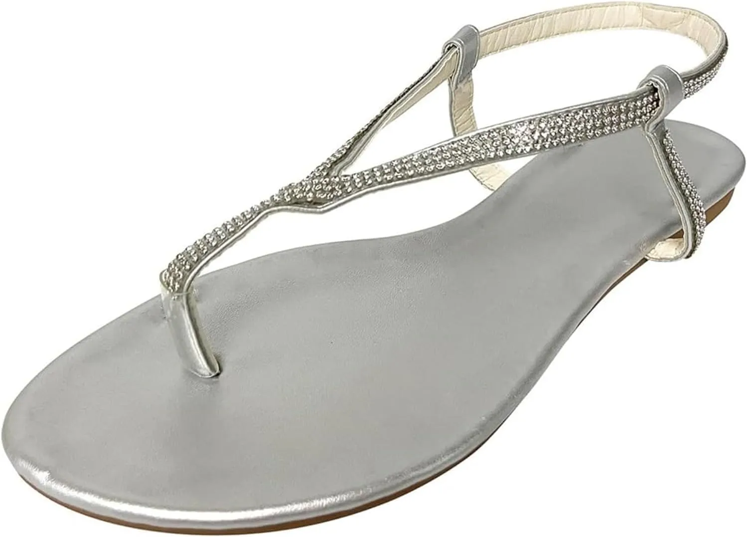 Ladmiple Sandals for Women Dressy,Womens Summer 2023 Crystal Flip Flop Gladiator Strappy Sandal Casual Roman Flat Shoes