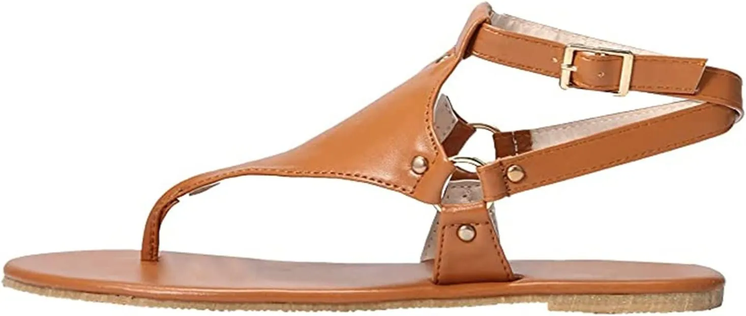 Ladmiple Sandals for Women Dressy,Womens Summer 2023 Flip Flops Gladiator Strappy Sandal Casual Roman Beach Flat Shoes