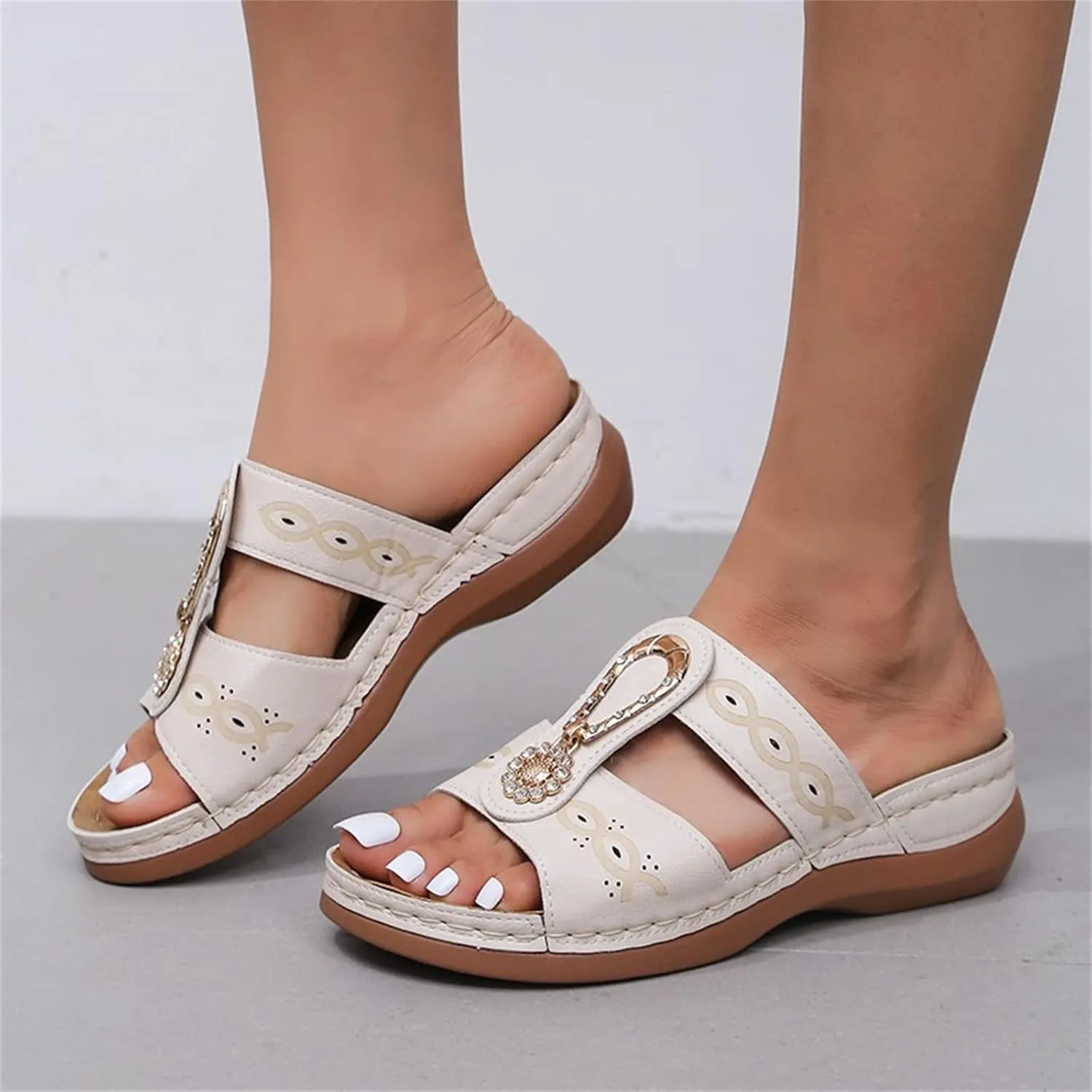 Ladmiple Sandals Women Beach Vacation Orthopedic Arch Support Flip Flops Soft Summer Dressy Comfortable Orthotic Slides 2024