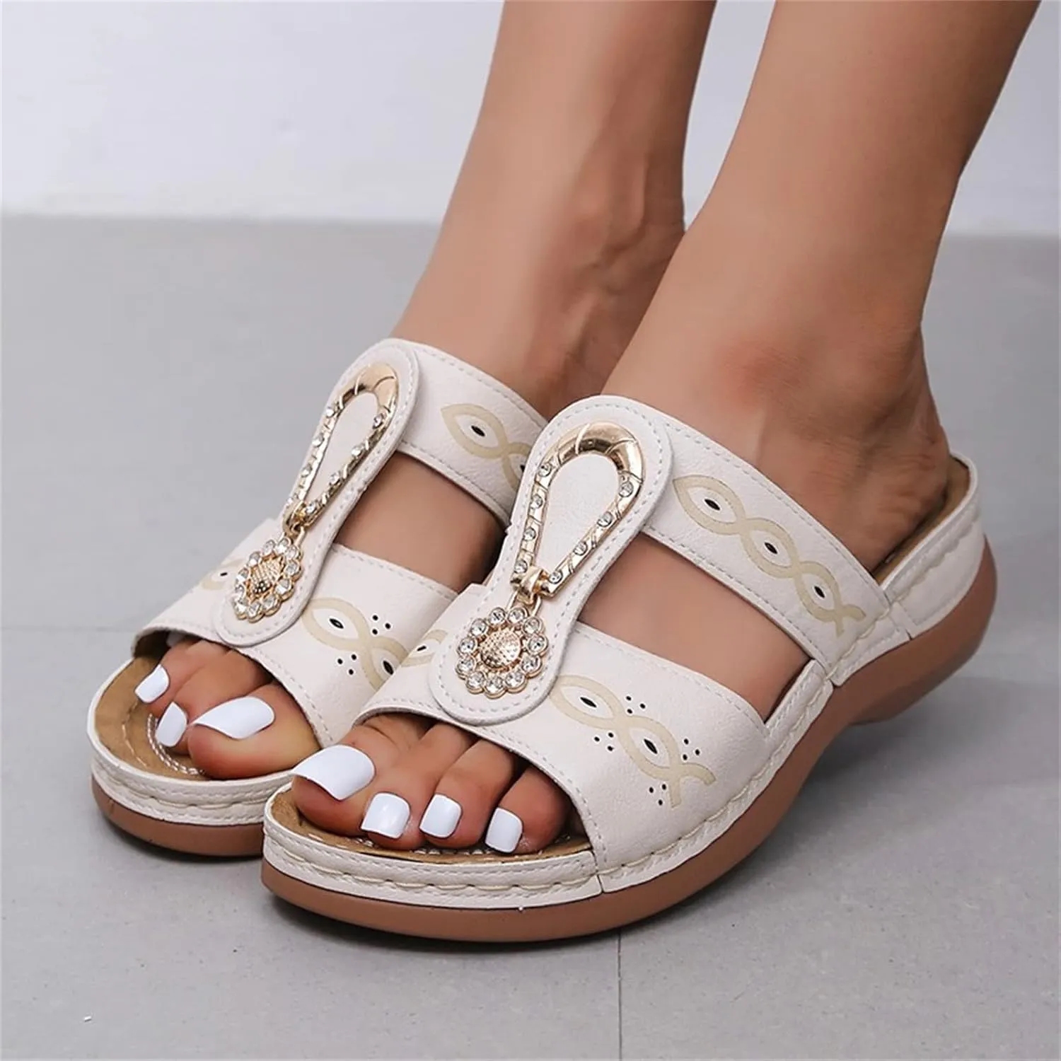 Ladmiple Sandals Women Beach Vacation Orthopedic Arch Support Flip Flops Soft Summer Dressy Comfortable Orthotic Slides 2024
