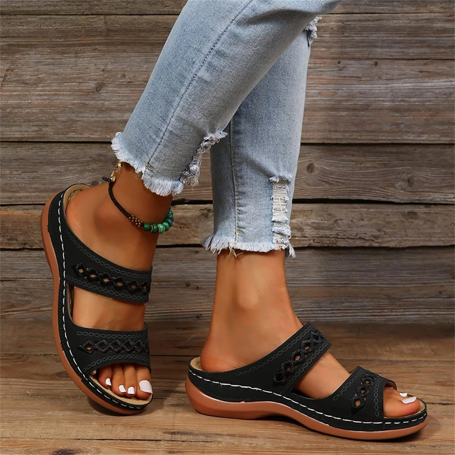 Ladmiple Sandals Women Comfortable Dressy Arch Support Orthopedic Slippers Summer Orthotic Flip Flops for Plantar Fasciitis