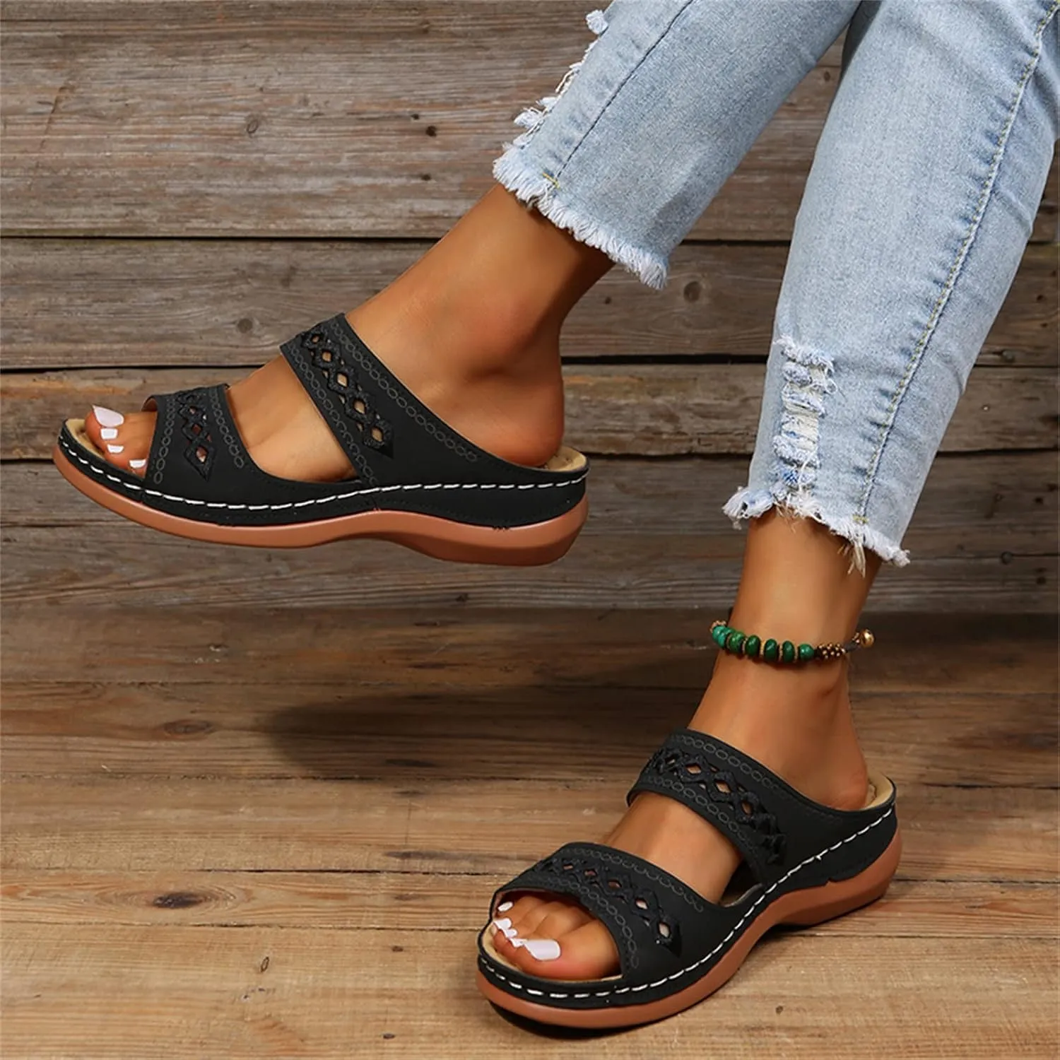 Ladmiple Sandals Women Comfortable Dressy Arch Support Orthopedic Slippers Summer Orthotic Flip Flops for Plantar Fasciitis