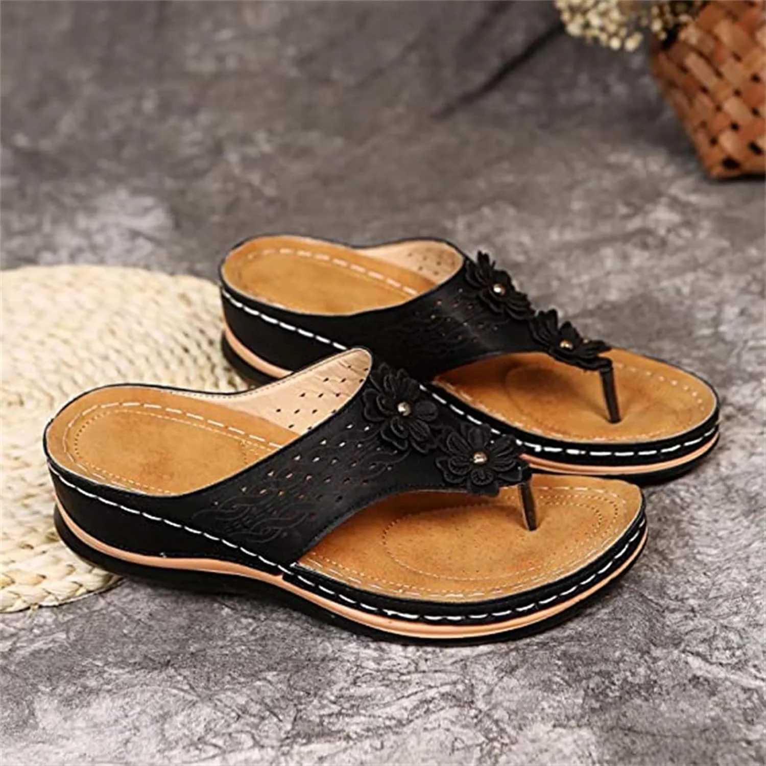 Ladmiple Sandals Women Comfortable Walking Arch Support Orthopedic Slides Slippers Dressy Summer Orthotic Flip Flops