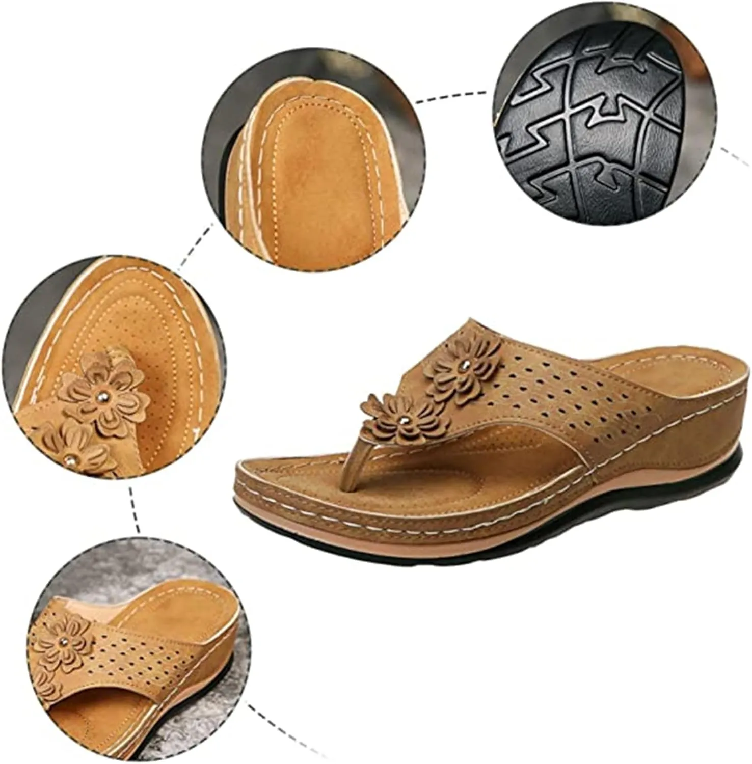 Ladmiple Sandals Women Comfortable Walking Arch Support Orthopedic Slides Slippers Dressy Summer Orthotic Flip Flops