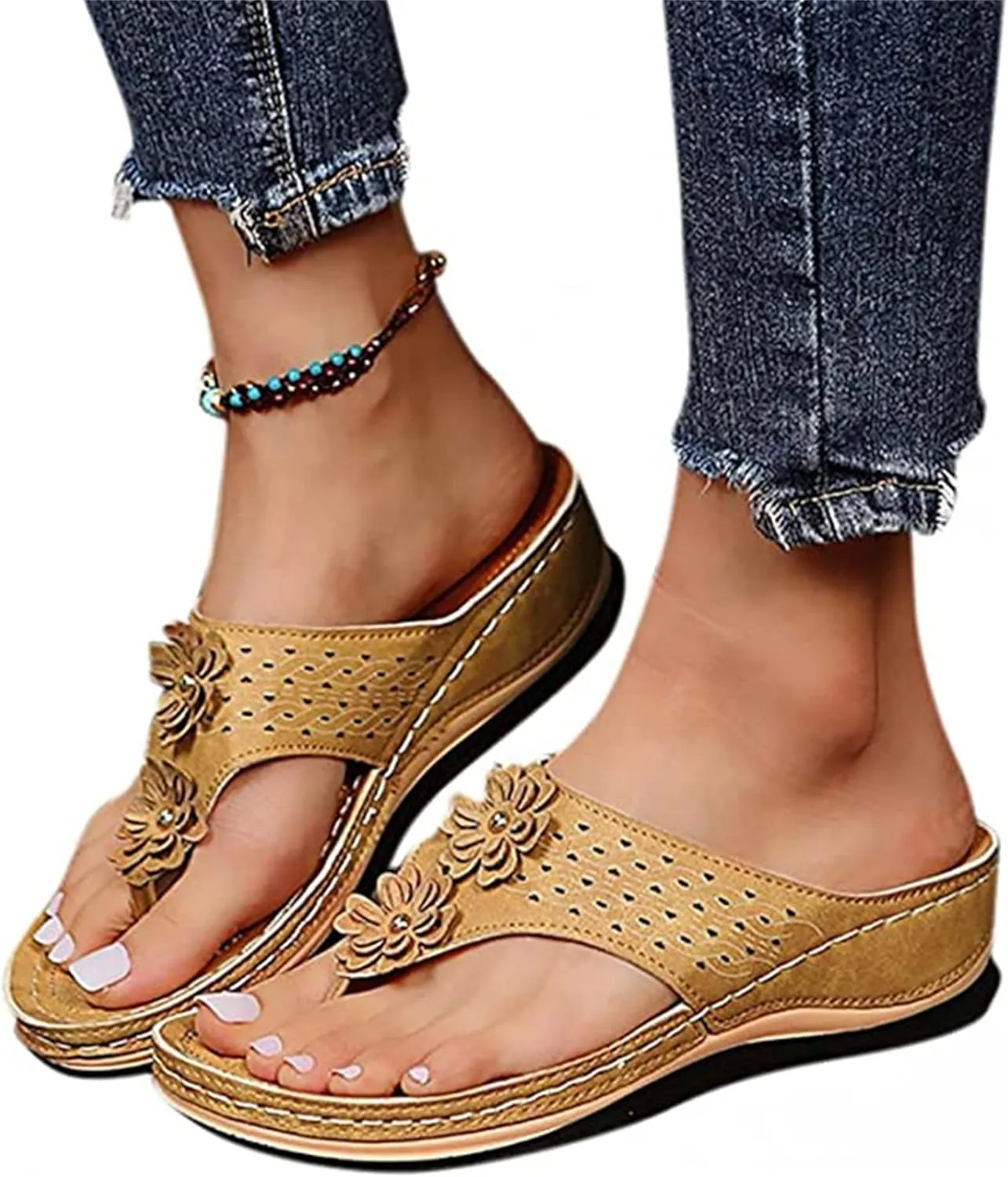 Ladmiple Sandals Women Comfortable Walking Arch Support Orthopedic Slides Slippers Dressy Summer Orthotic Flip Flops