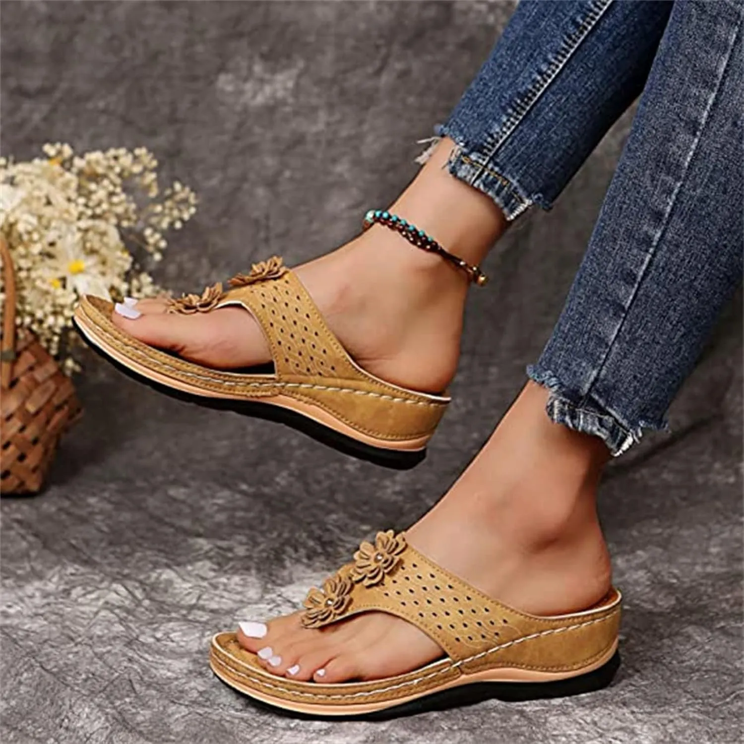 Ladmiple Sandals Women Comfortable Walking Arch Support Orthopedic Slides Slippers Dressy Summer Orthotic Flip Flops