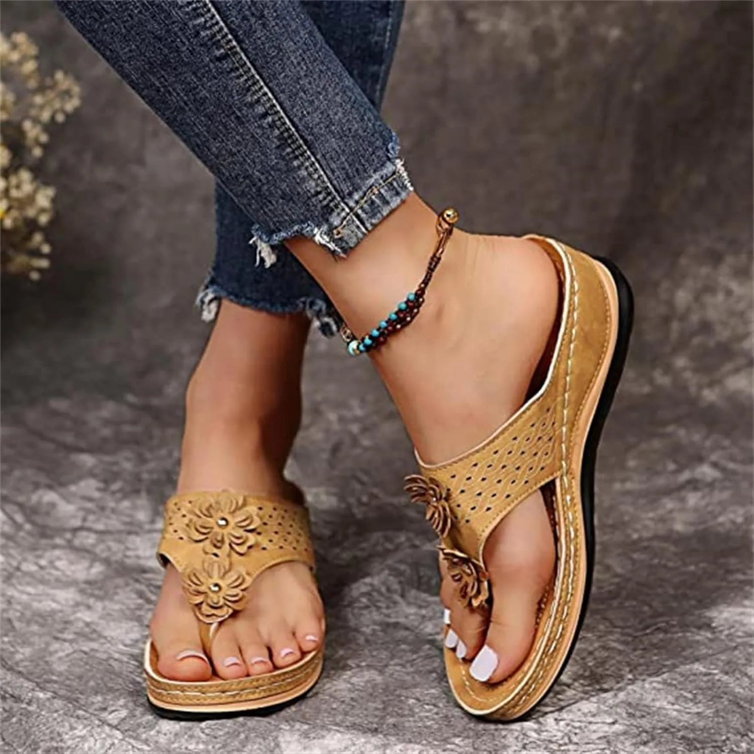Ladmiple Sandals Women Comfortable Walking Arch Support Orthopedic Slides Slippers Dressy Summer Orthotic Flip Flops