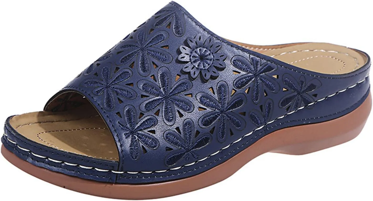 Ladmiple Sandals Women Comfortable Walking Fashion Orthotic Slides Athletic Sandals Slip On Slippers With Arch Support