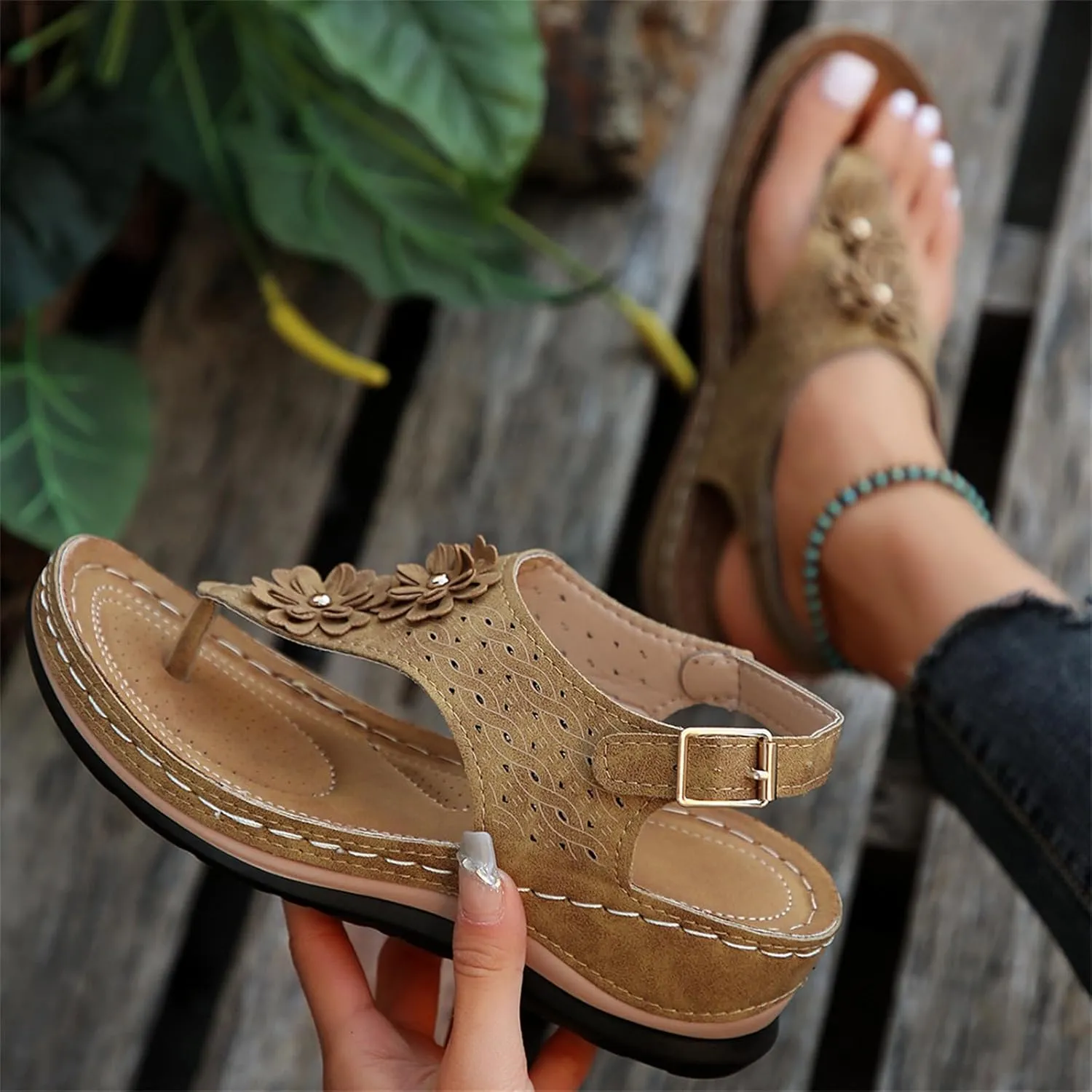 Ladmiple Sandals Women Dressy Comfortable Flat Orthopedic Walking Slides Slipper Summer Orthotic Flip Flops with Arch Support