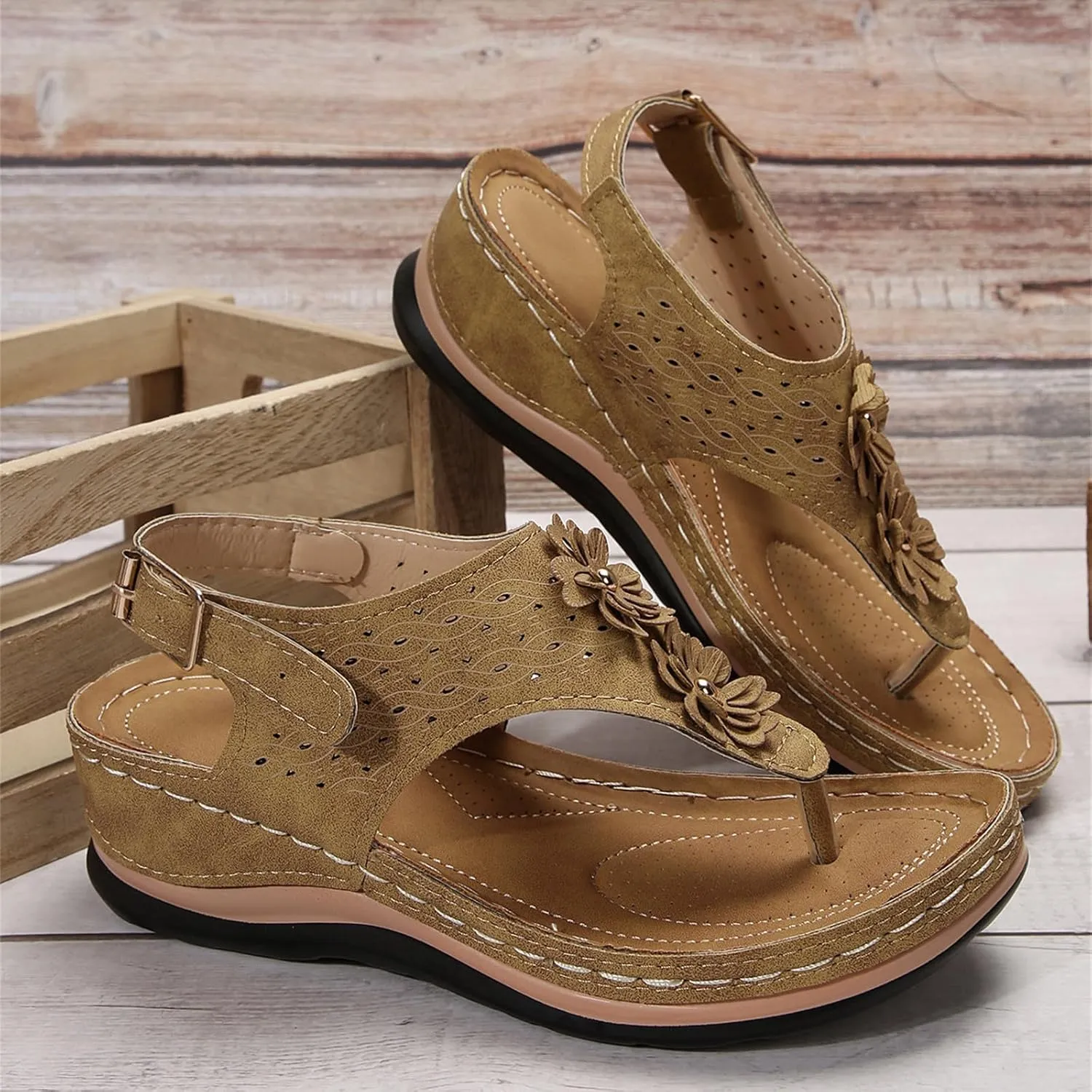 Ladmiple Sandals Women Dressy Comfortable Flat Orthopedic Walking Slides Slipper Summer Orthotic Flip Flops with Arch Support