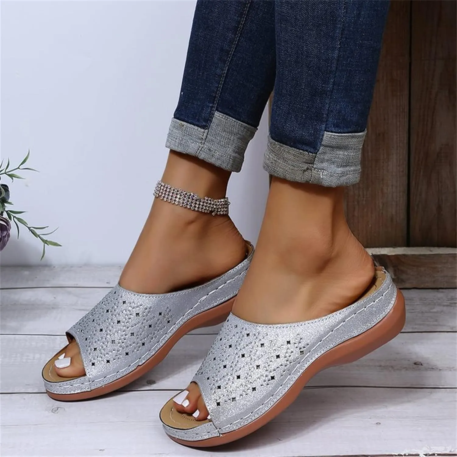 Ladmiple Sandals Women Dressy Comfortable Flat Orthotic Walking Slides Open Toe Arch Support Summer Orthopedic Flip Flops