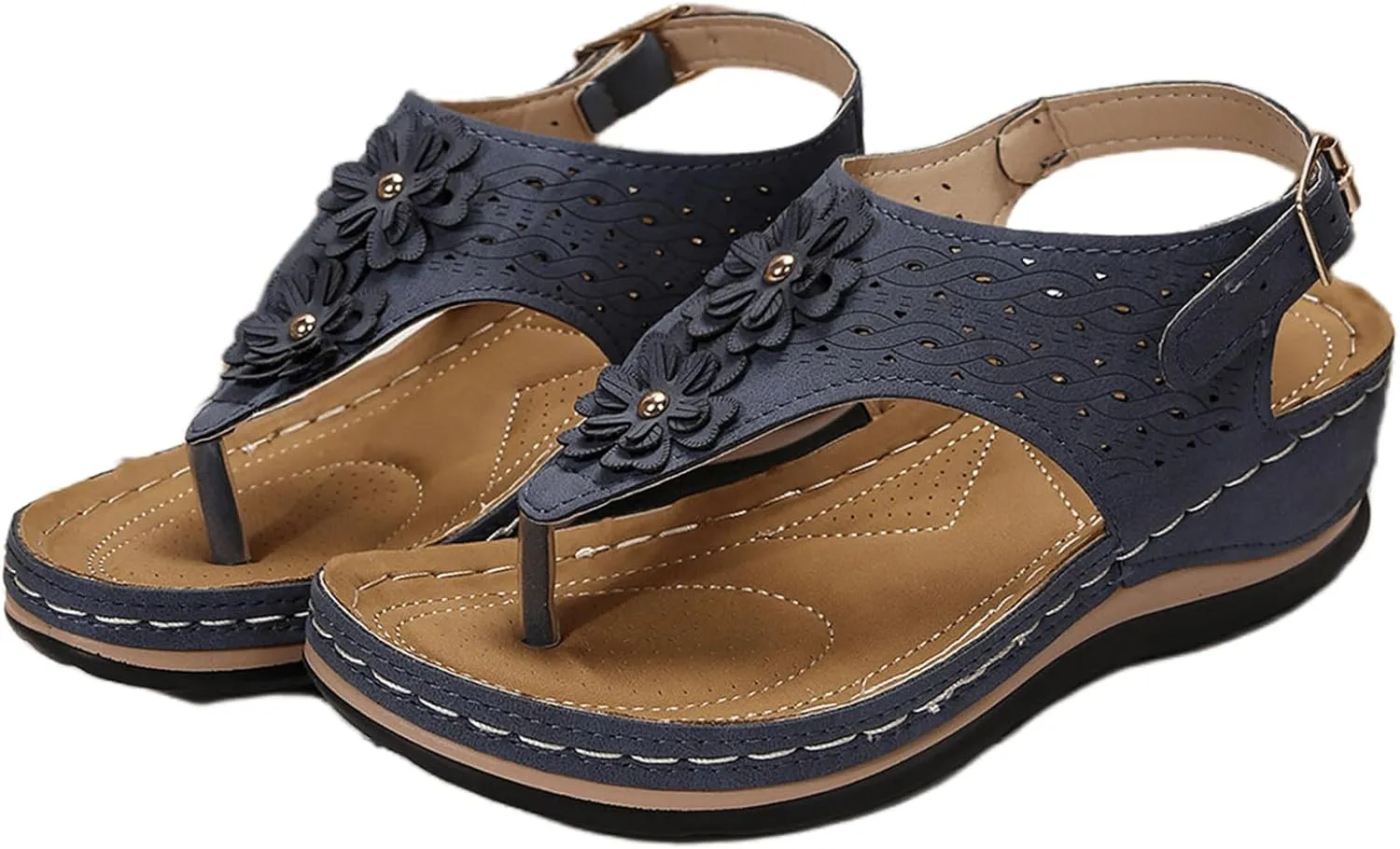 Ladmiple Sandals Women Dressy Summer Flat Flip Flops Orthotic Sandals Arch Support Comfortable Walking Orthopedic Slides