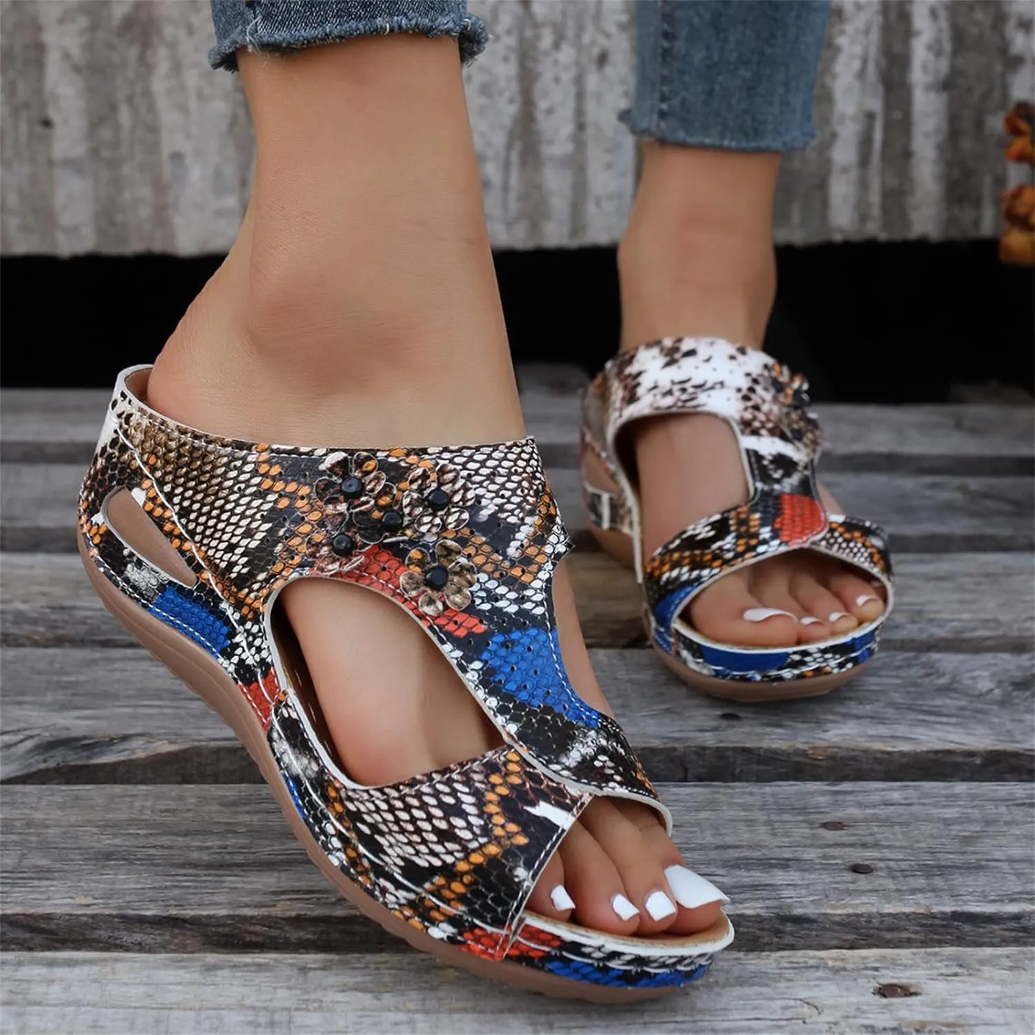 Ladmiple Sandals Women Fashion Flat Orthopedic Walking Slippers Dressy Summer Slip On Orthotic Flip Flops with Arch Support