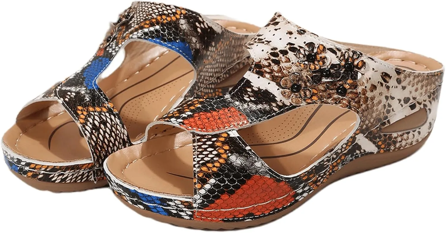 Ladmiple Sandals Women Fashion Flat Orthopedic Walking Slippers Dressy Summer Slip On Orthotic Flip Flops with Arch Support