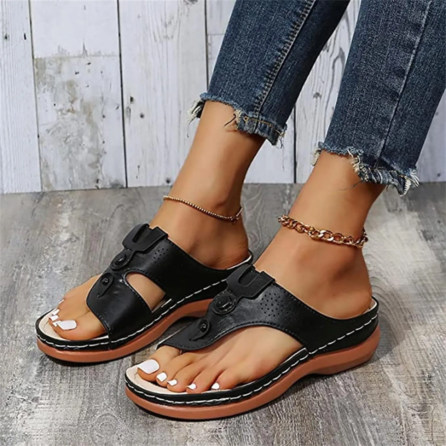 Ladmiple Sandals Women Wedge Comfortable Orthopedic Arch Support Flip Flops Dressy Summer Walking Orthotic Slides 2024