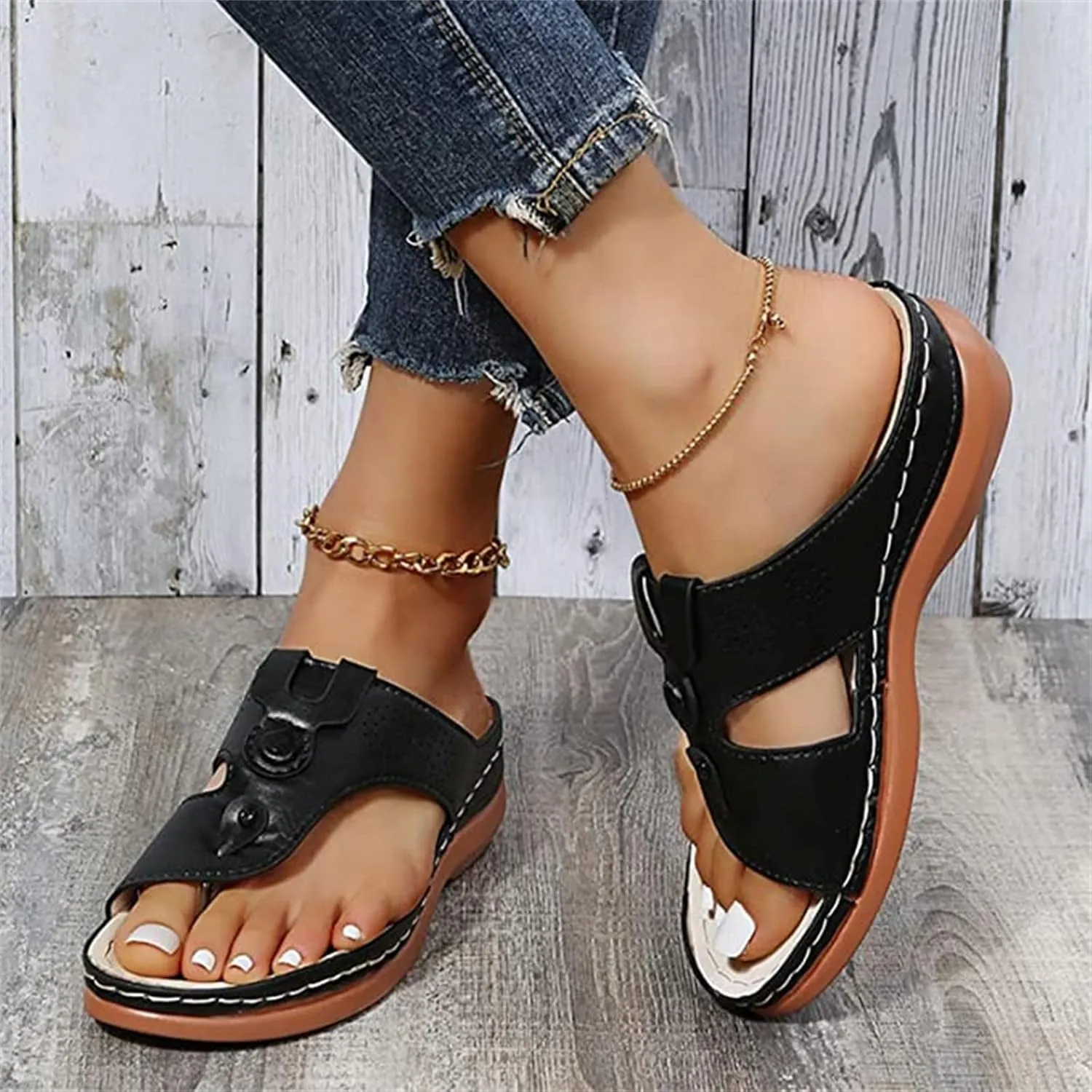 Ladmiple Sandals Women Wedge Comfortable Orthopedic Arch Support Flip Flops Dressy Summer Walking Orthotic Slides 2024