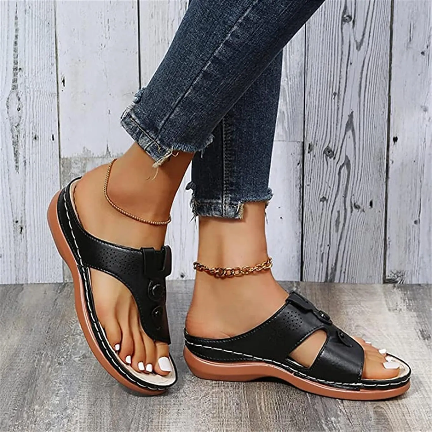 Ladmiple Sandals Women Wedge Comfortable Orthopedic Arch Support Flip Flops Dressy Summer Walking Orthotic Slides 2024