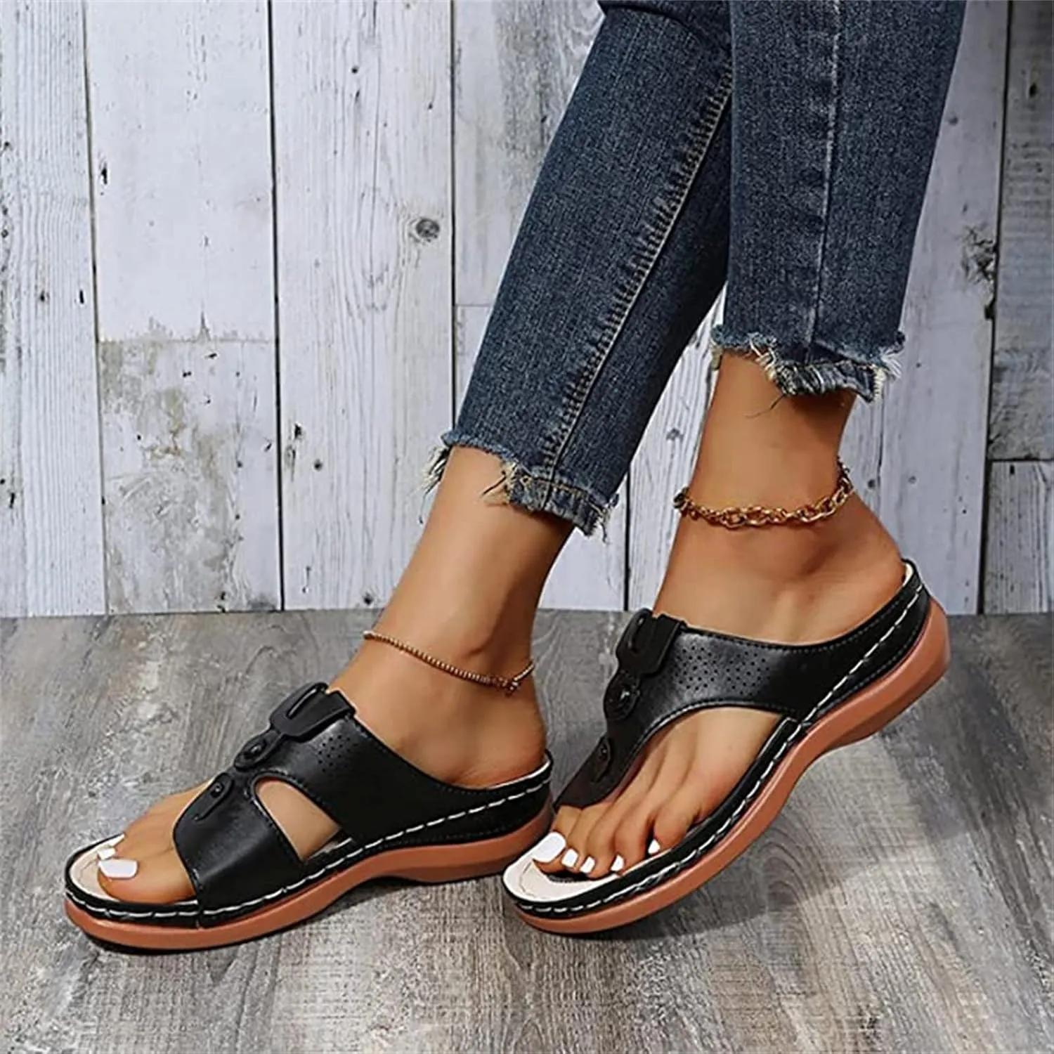 Ladmiple Sandals Women Wedge Comfortable Orthopedic Arch Support Flip Flops Dressy Summer Walking Orthotic Slides 2024