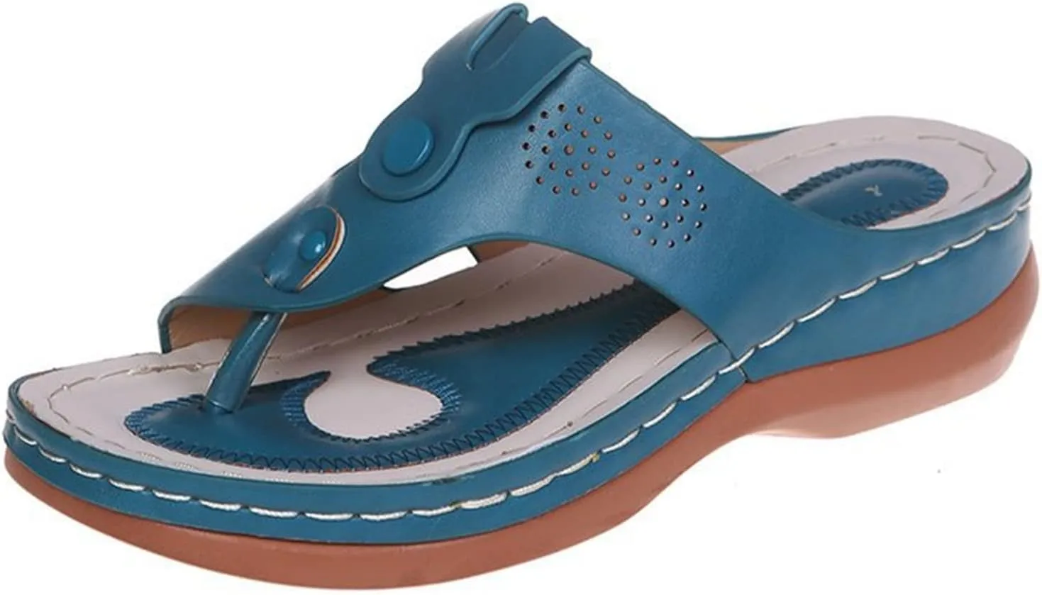Ladmiple Sandals Women Wedge Low Heel Comfortable Orthopedic Sandals Dressy Casual Summer Slip On Walking Orthotic Flip Flops