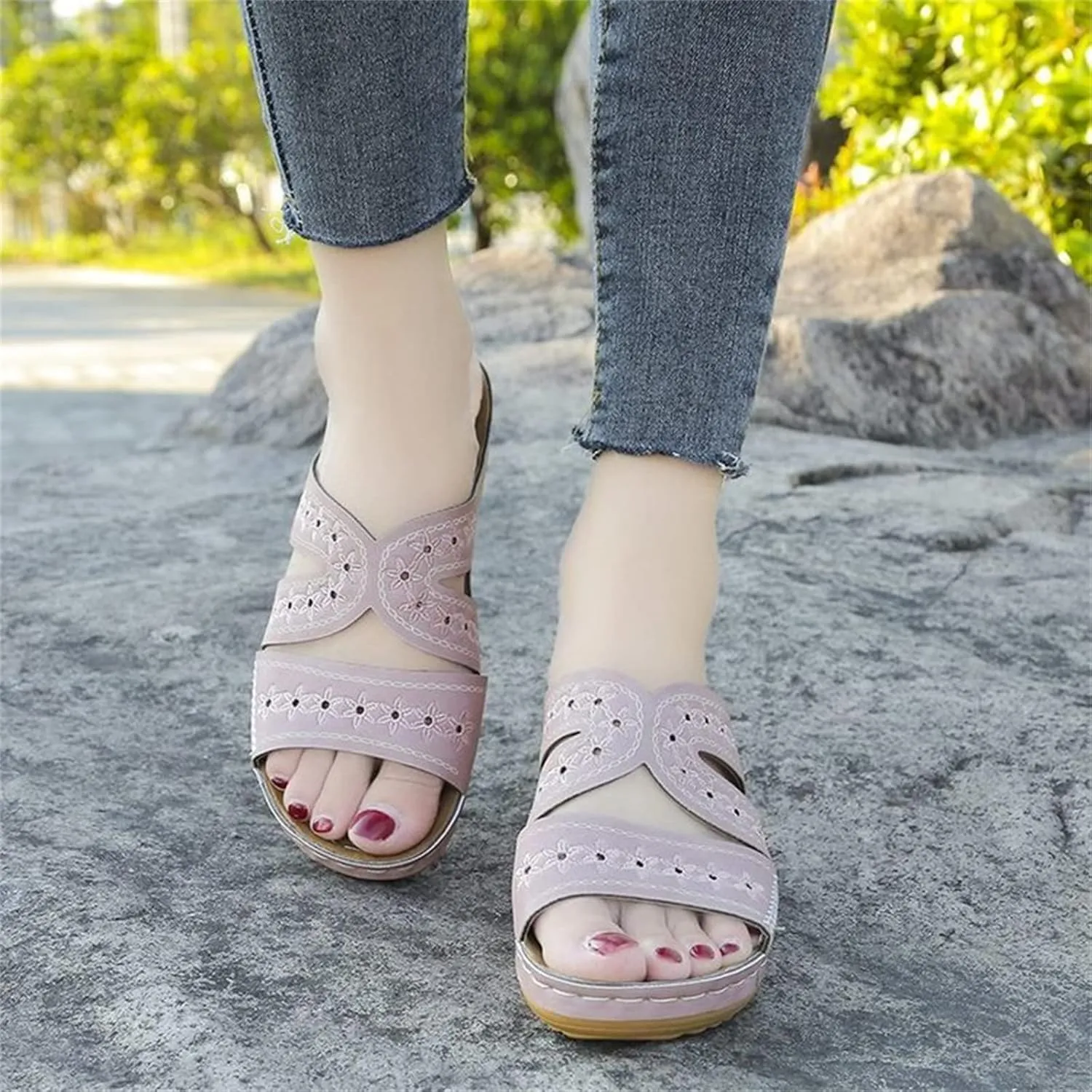 Ladmiple Summer Sandals For Women 2024 Trendy Orthopedic Slippers Comfortable Arch Support Orthotic Flip Flops Dressy Slides