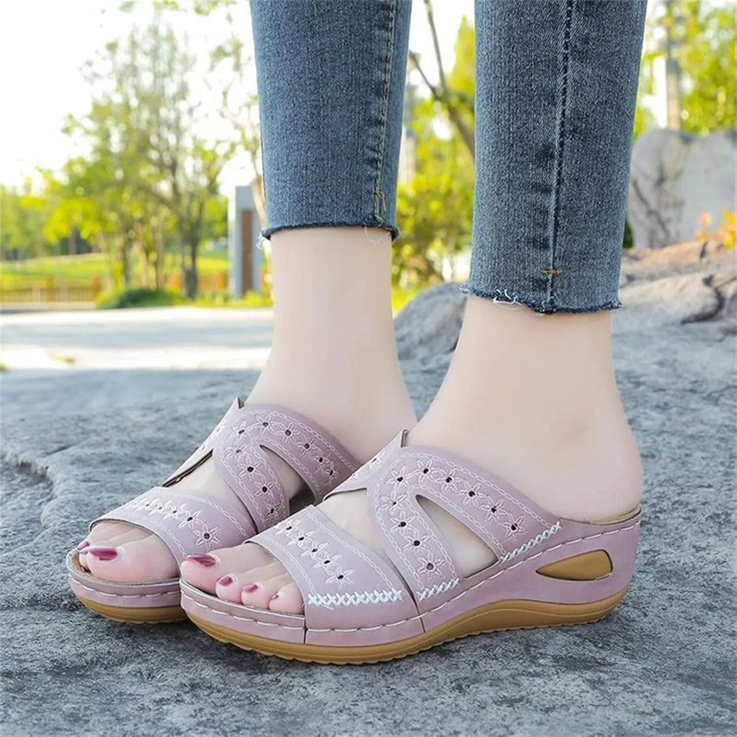 Ladmiple Summer Sandals For Women 2024 Trendy Orthopedic Slippers Comfortable Arch Support Orthotic Flip Flops Dressy Slides