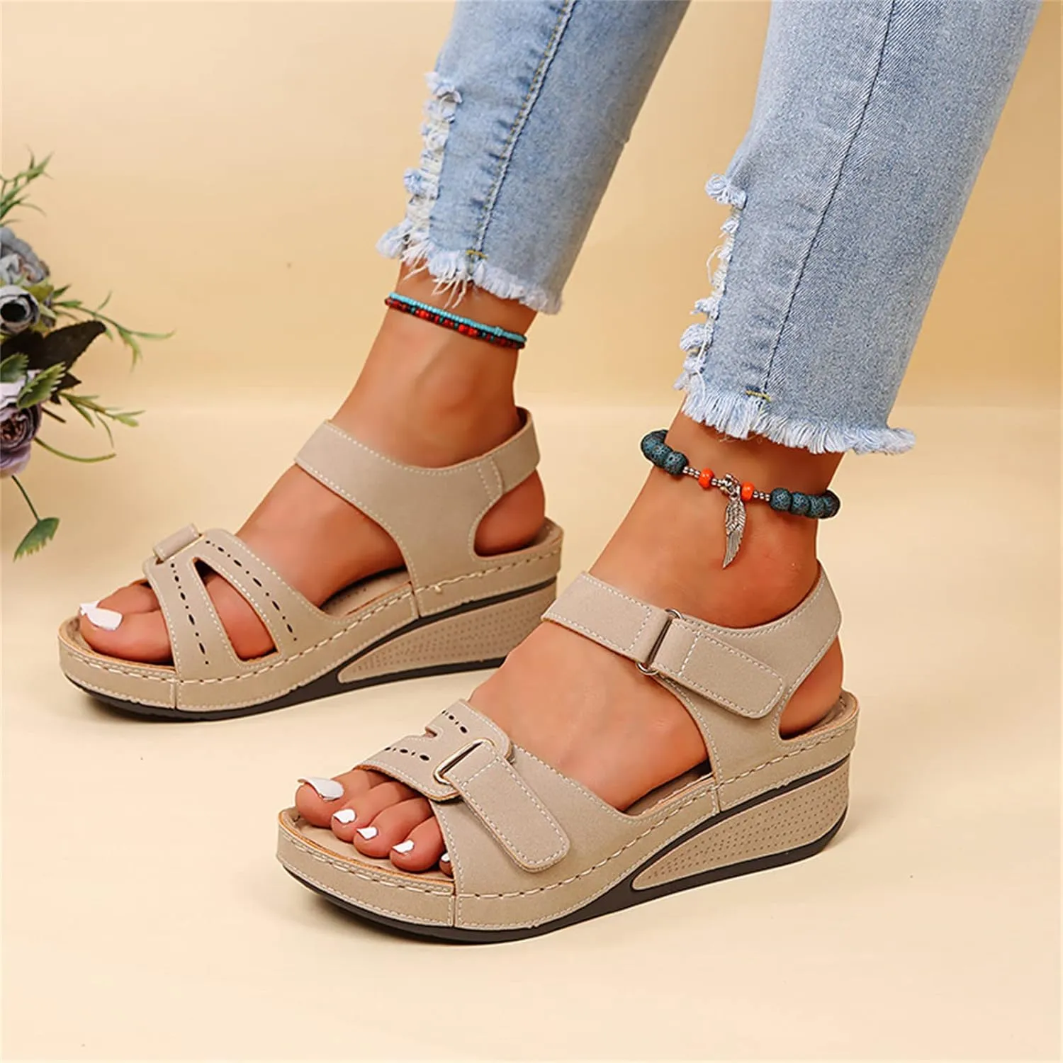 Ladmiple Women's Sandals Comfortable Dressy Orthotic Walking Slides Open Toe Arch Support Summer Orthopedic Flip Flops 2024