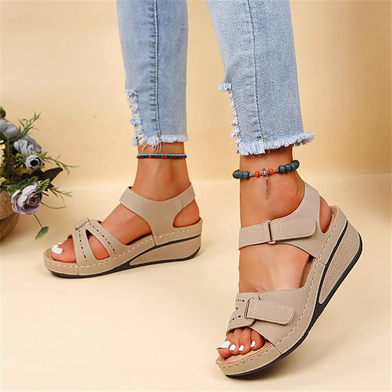 Ladmiple Women's Sandals Comfortable Dressy Orthotic Walking Slides Open Toe Arch Support Summer Orthopedic Flip Flops 2024