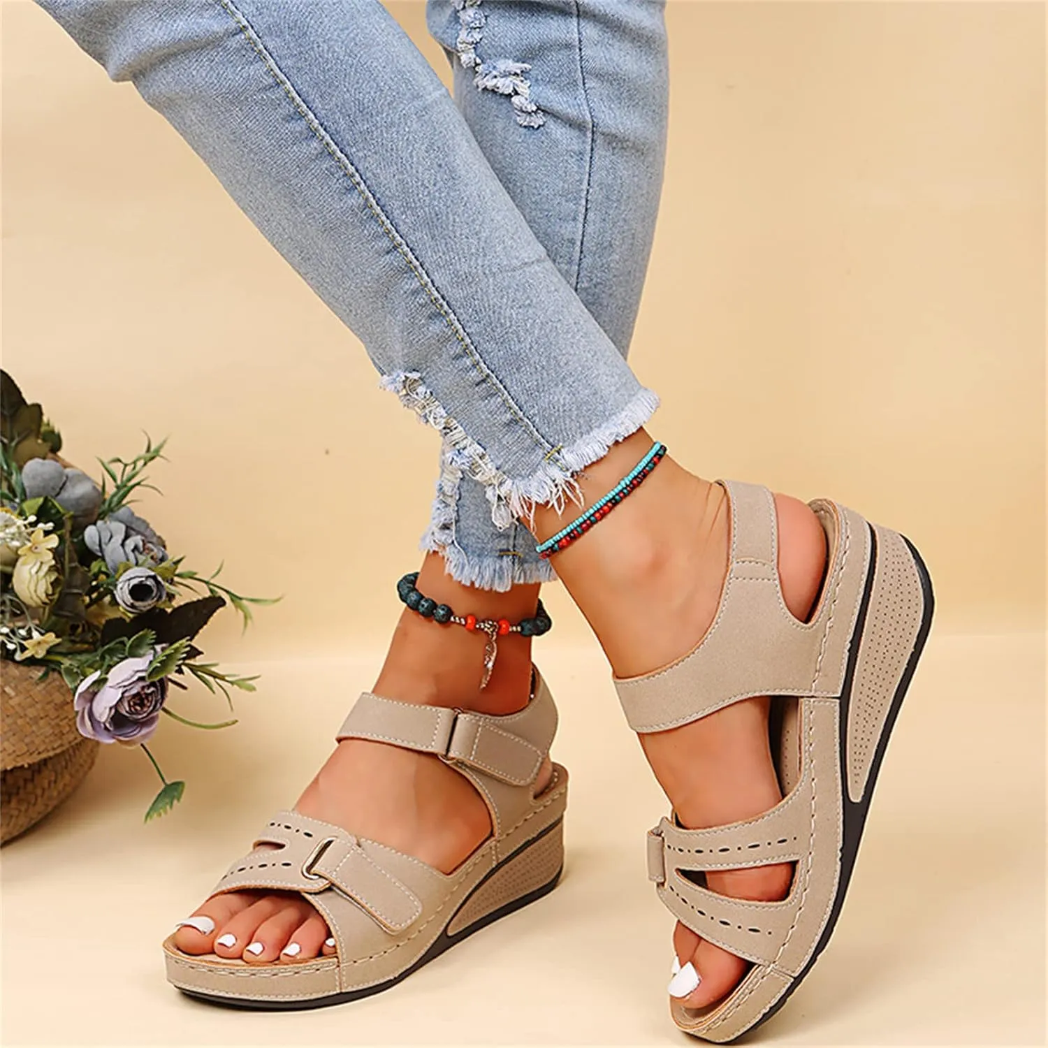 Ladmiple Women's Sandals Comfortable Dressy Orthotic Walking Slides Open Toe Arch Support Summer Orthopedic Flip Flops 2024