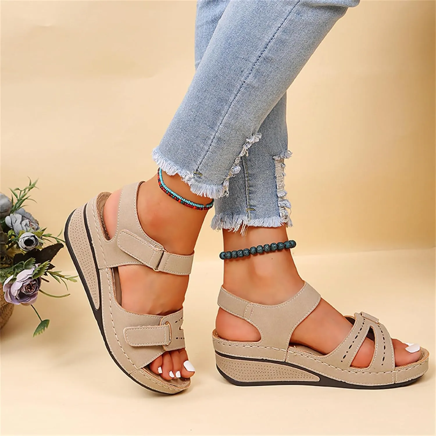 Ladmiple Women's Sandals Comfortable Dressy Orthotic Walking Slides Open Toe Arch Support Summer Orthopedic Flip Flops 2024