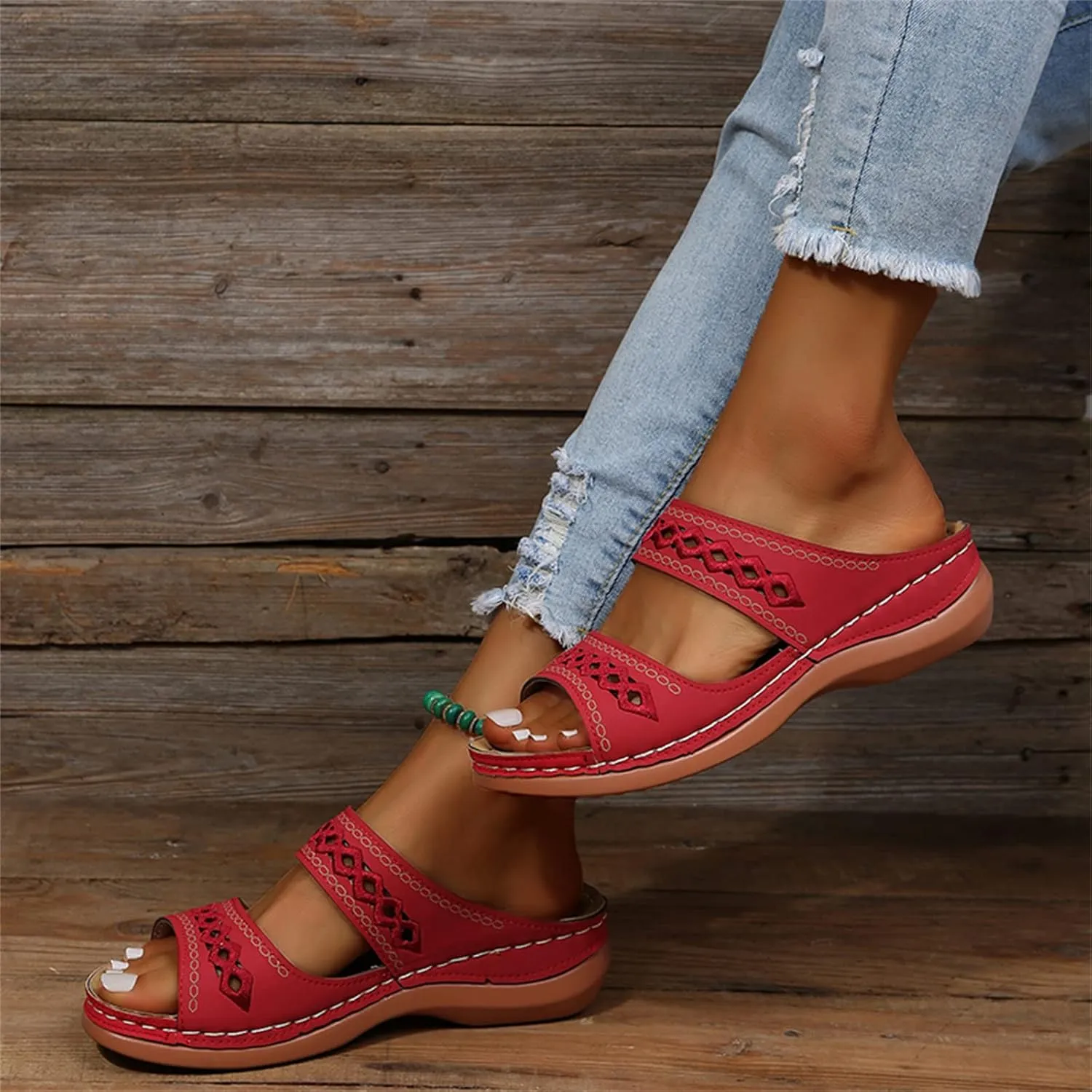 Ladmiple Womens Sandals Comfortable Slides Walking Orthotic Flip Flops Dressy Summer Orthopedic Slippers with Arch Support