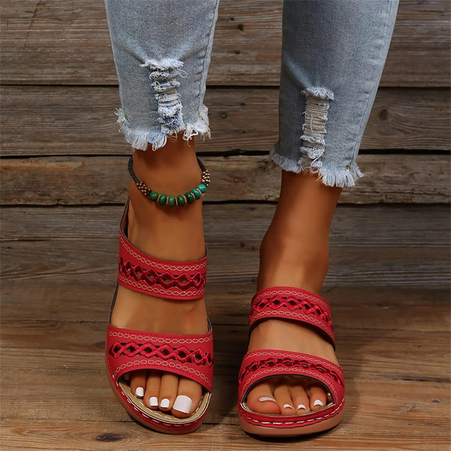 Ladmiple Womens Sandals Comfortable Slides Walking Orthotic Flip Flops Dressy Summer Orthopedic Slippers with Arch Support